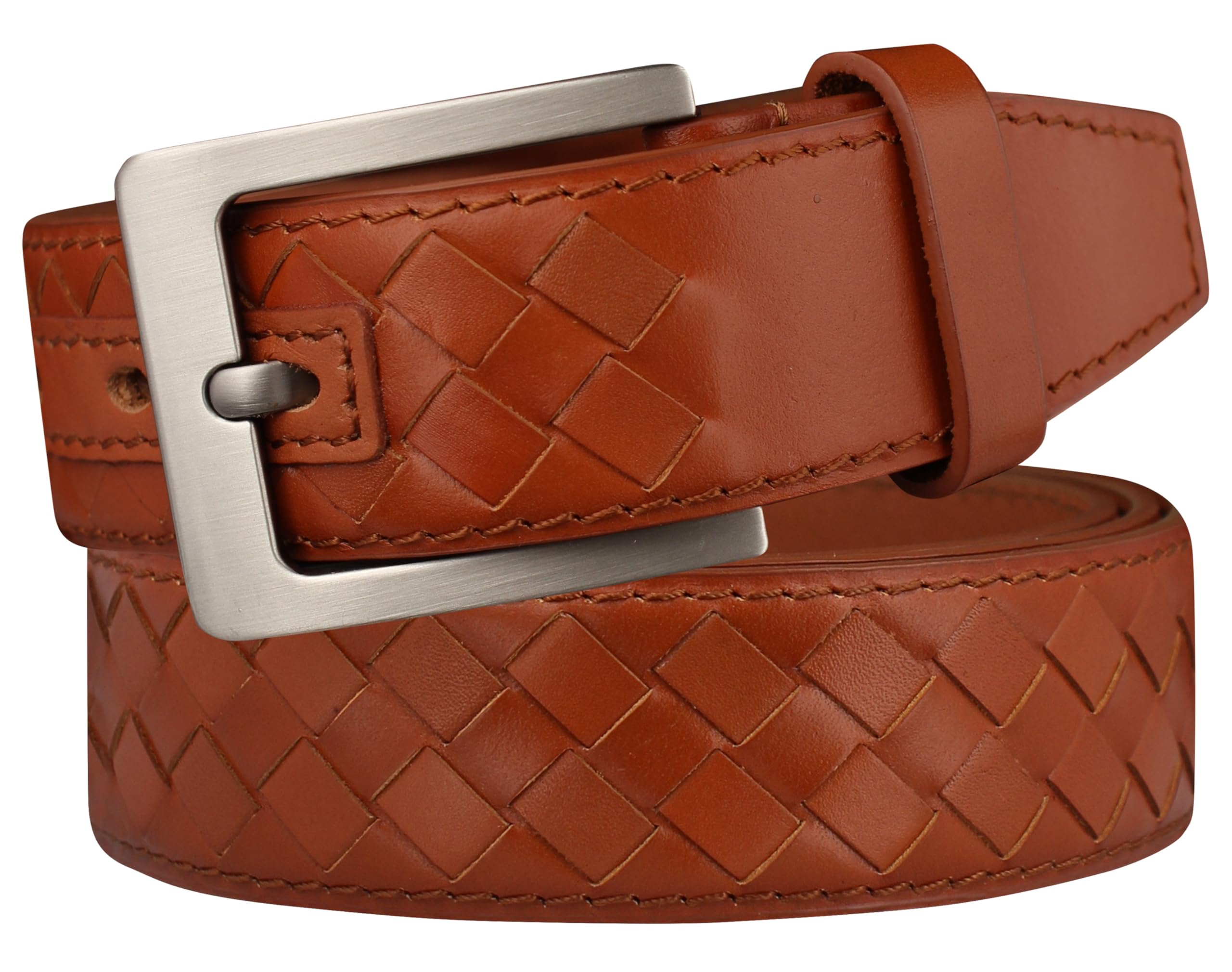 RAK Men's Leather Belt Top Grain Cow Hide Woven (C-0001-BROWN, 110)-image-c63b1168-ac2b-441b-ad2c-017d9d27bf15-63484