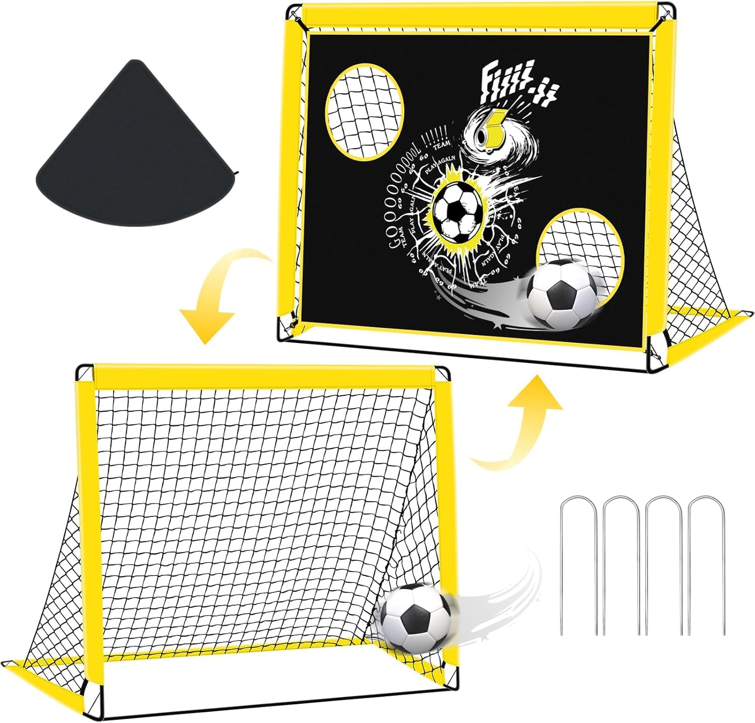 2-in-1 Kids Football Goal Net - Yellow 120×90×90cm-image-18f39e4d-8b69-4f14-9b62-5336913663fa-121829