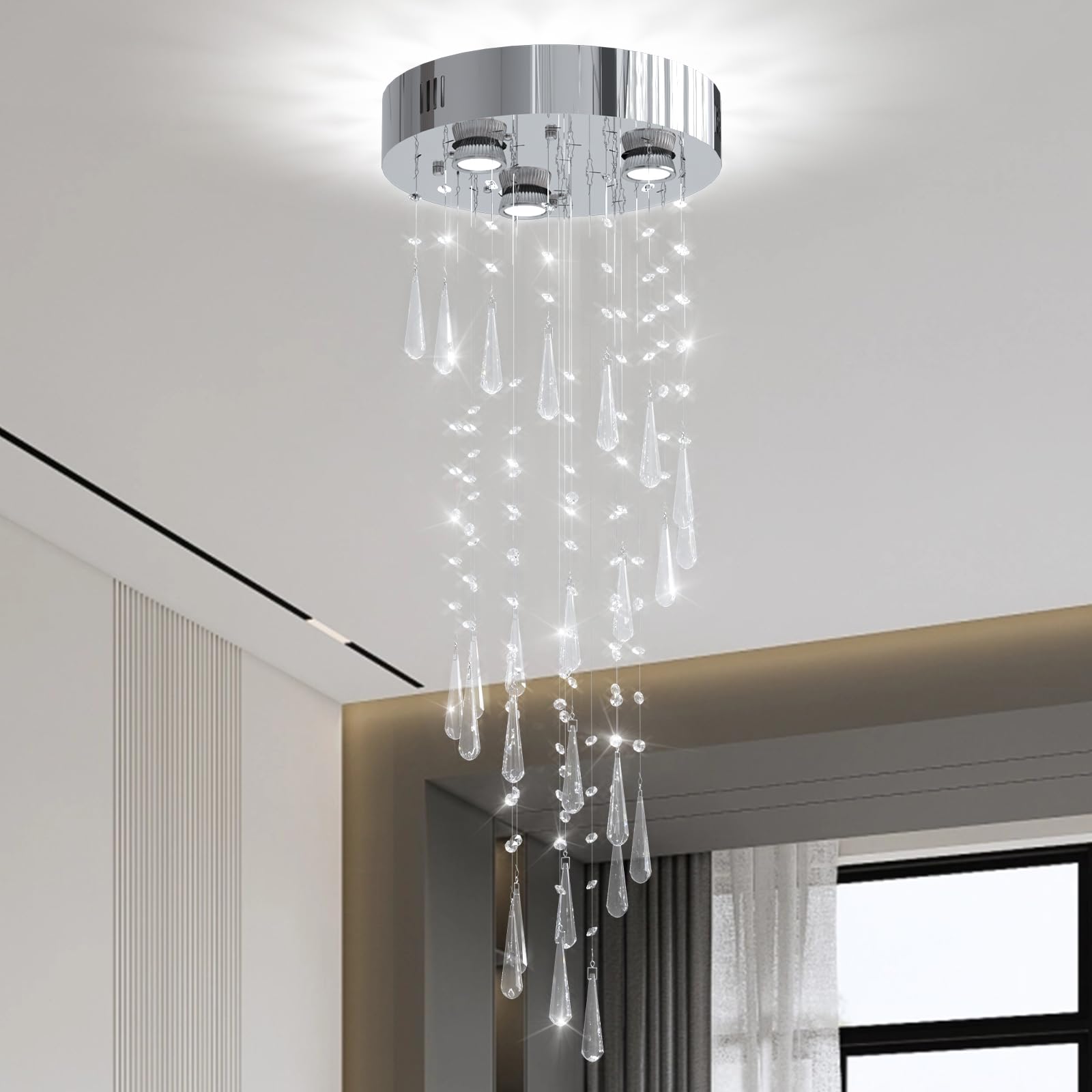Crystal Raindrop Chandelier Pendant Light - Chrome-image-1dc1135d-d427-48f9-b687-1d82e2378def-105762