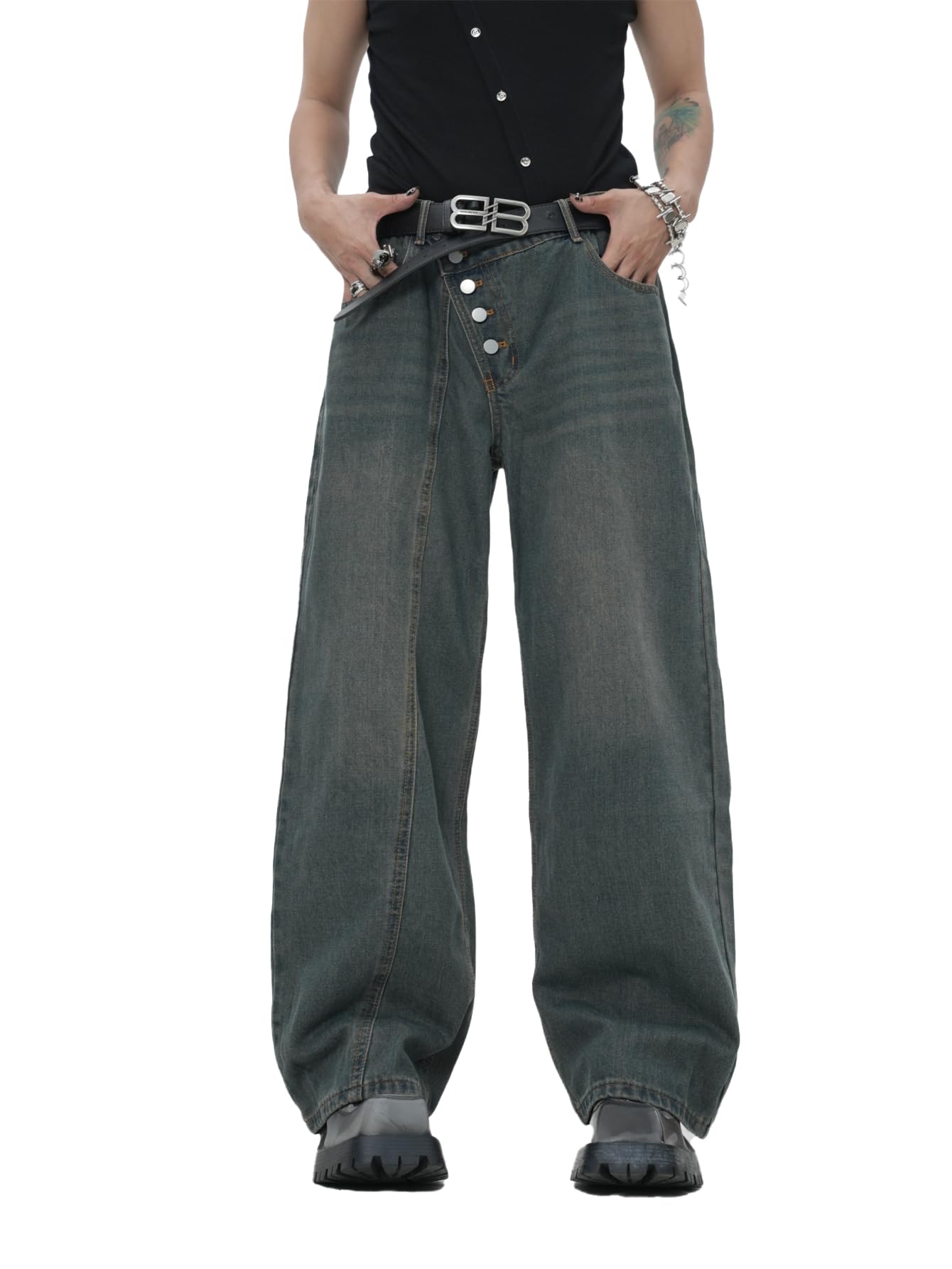 Men's Baggy Wide Leg Jeans - Dark Blue L-image-6018adc1-45ed-4746-9fc6-4b6fa3baba9b-102282