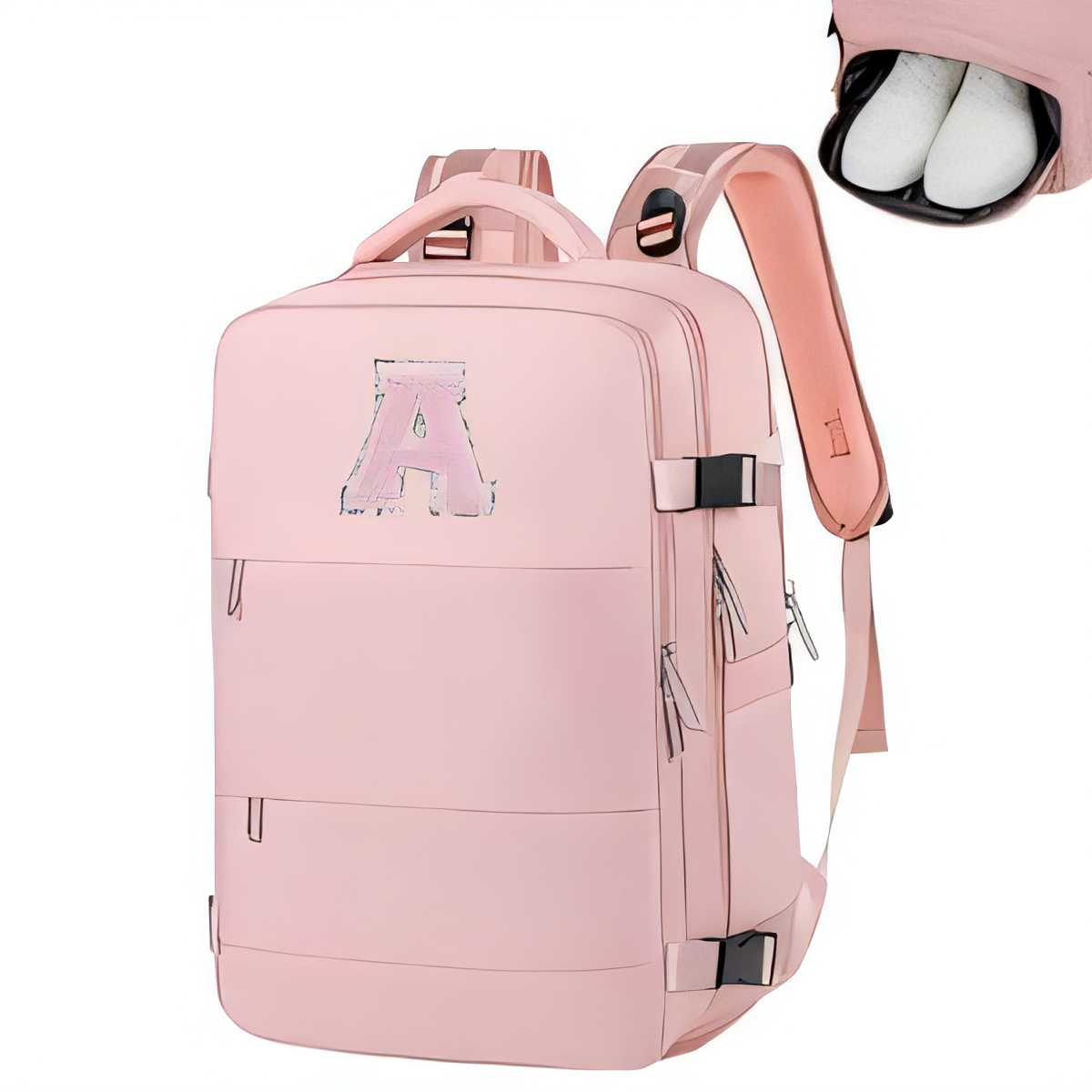Women's Laptop Backpack Cabin Bag - Pink 17.7x11.8x7.87 in-image-a6615b6e-9bef-456e-9169-bfac525231f0-116226