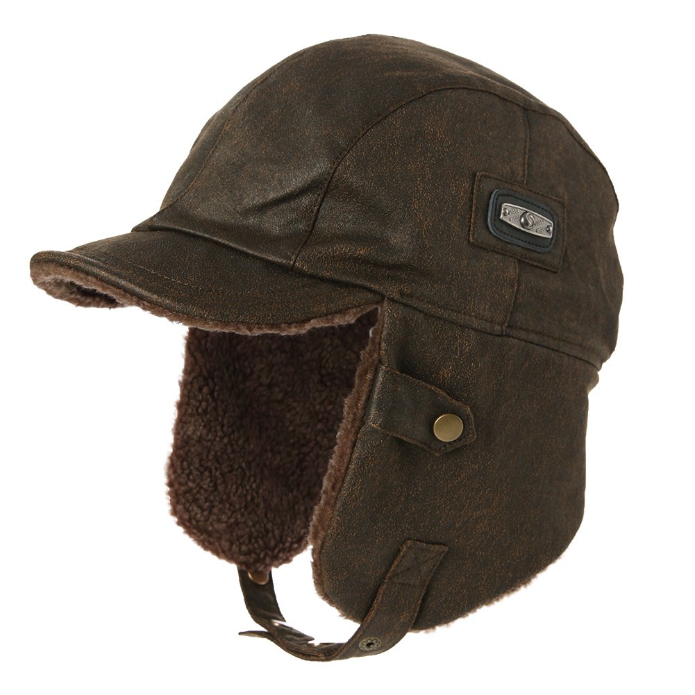 Faux Leather Aviator Trapper Hat - Coffee M-image-028d95dc-7f33-4a9e-9443-0e79cd34a1fd-86078