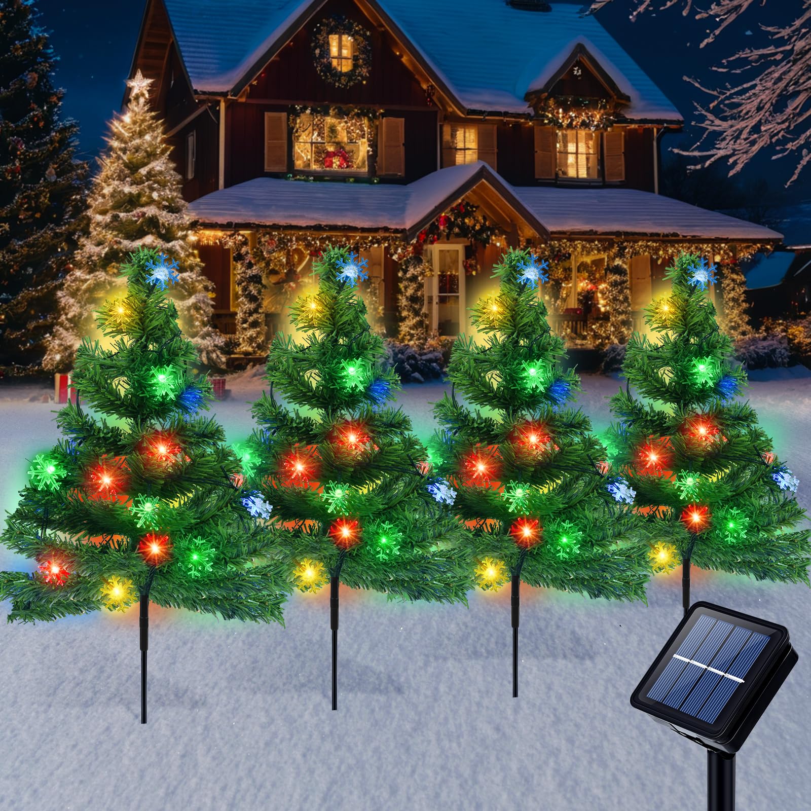 Solar Christmas Tree Lights 4 Pack - Multicoloured-image-ed5e523a-47fd-46be-bab4-63927f7105ac-105940