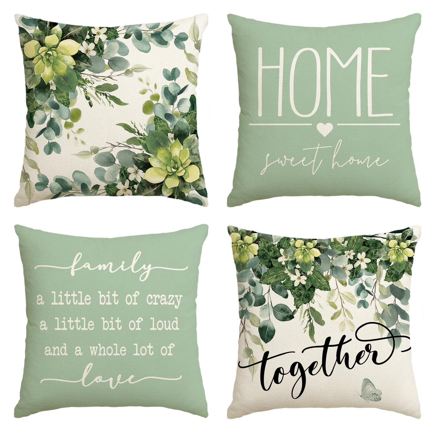 Eucalyptus Cushion Covers Set of 4 - Green 45x45 cm-image-778d7c41-6e66-4f56-b350-461871171eb9-106263