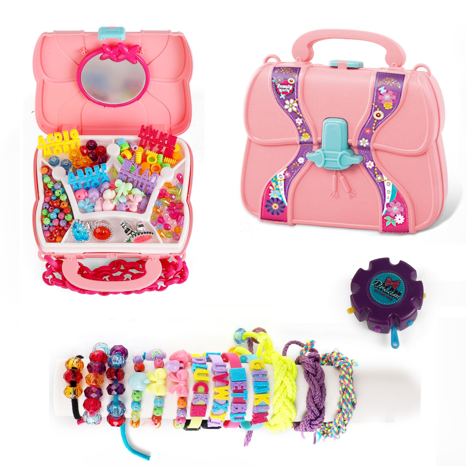 Creative Bracelet Making Kit with Charms for Kids - Perfect Gift for Girls Age 5-12 (Pink)-image-fdd06699-2f7a-4bb0-b5da-7505a3334445-54236