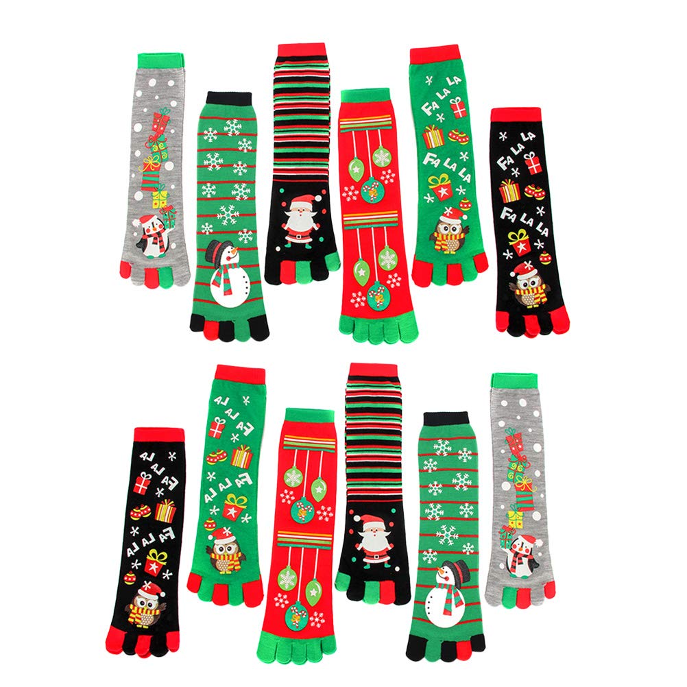 Christmas Toe Socks Colorful Tube Socks Five Toes Socks Cozy 6Pairs-image-e2d6f1be-4717-4032-addb-220ed409ec99-59245