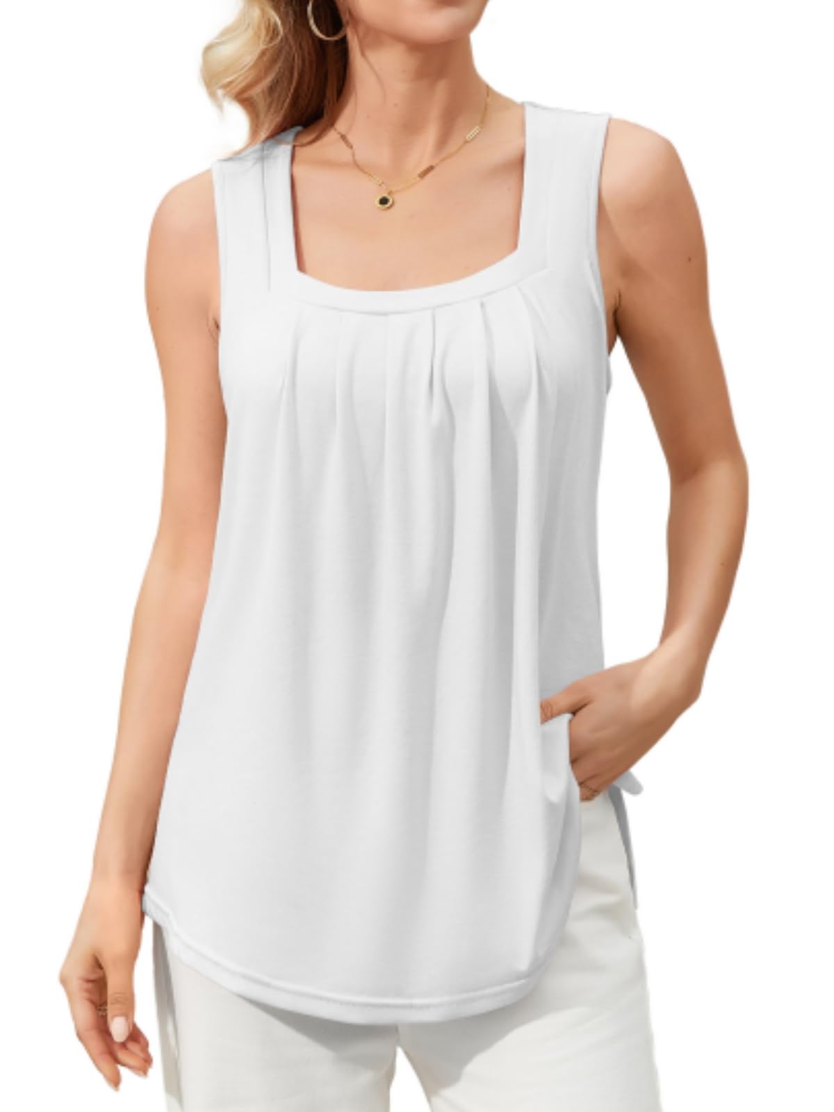 Women's Summer Camisole with Built-in Bra, Square Neck, Loose Fit, Multiple Colours, Size S-3XL-image-f5ce3941-4a97-4c9b-94f8-3bbef20bf044-67352