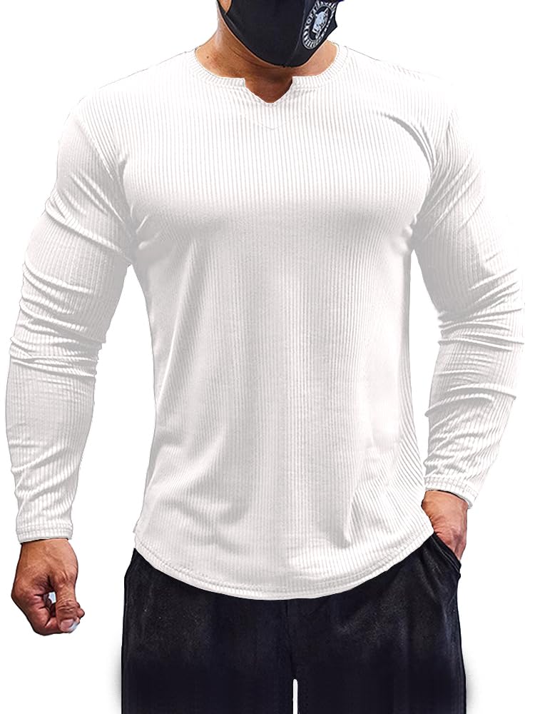 Men's Slim Fit V Neck Long Sleeve Tee - White XL-image-c5e1d56a-a6d0-43b6-9c84-c0196bfb4dfd-111548
