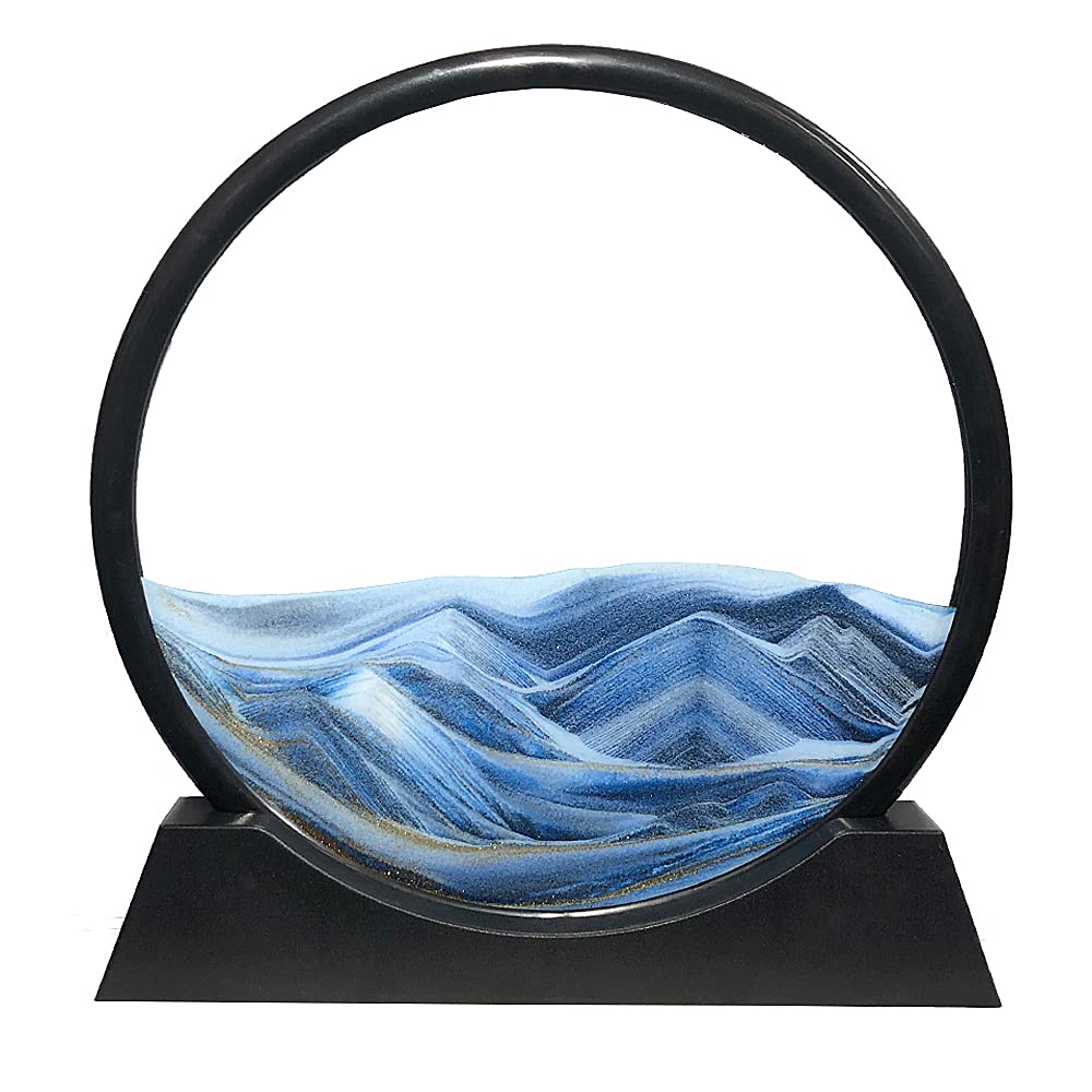 Relaxing 3D Moving Sand Art Picture - Round Glass Deep Sea Sandscape for Home & Office Decor (12" Blue)-image-5ed3289f-23ae-4519-a4b0-0aee3bff60d7-68218