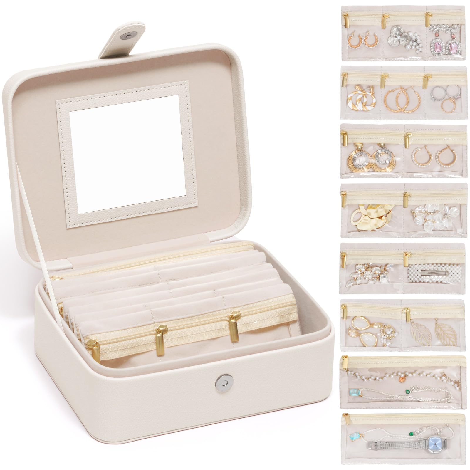Lifewit Travel Jewelry Case with Mirror and Handle, Jewelry Box 4 Pink-image-c71aa208-9fd7-4332-9baa-111867076620-46112