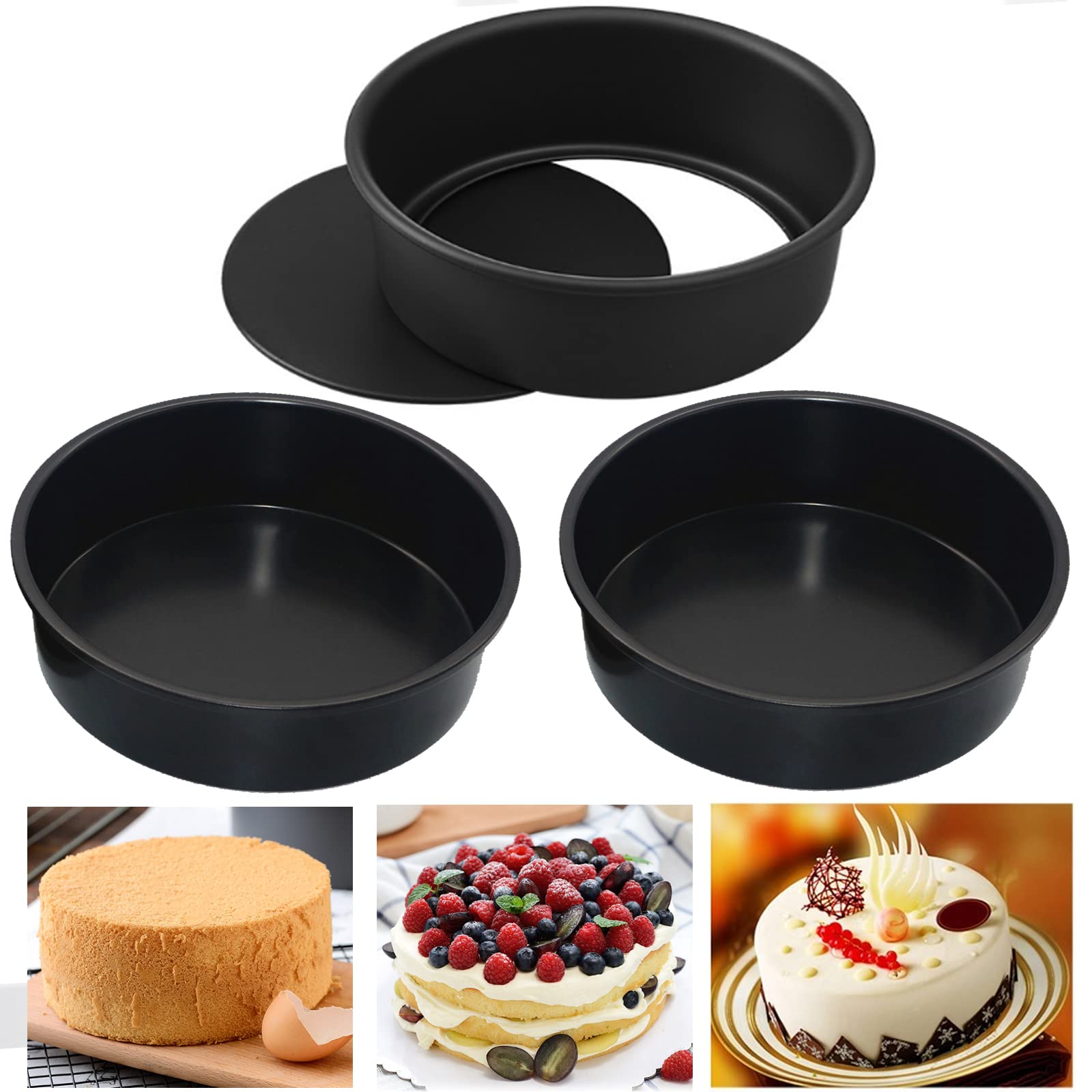 Round Cake Tin Set Non-Stick - Black 8Inch-3Pcs-image-7475b84d-f223-49f7-9a40-f447fec5ae7d-112277