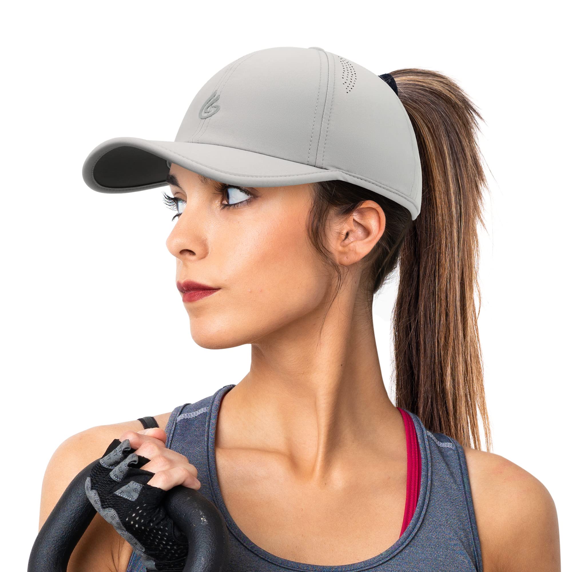 Gisdanchz Light Gray Women's Quick Dry Running Hat with Ponytail Hole - UPF50+ UV Protection-image-e9b28dc8-17df-4015-8729-74869abc3810-53333