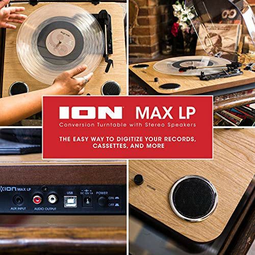 ION Audio Max LP Vinyl Record Player Turntable With Built In