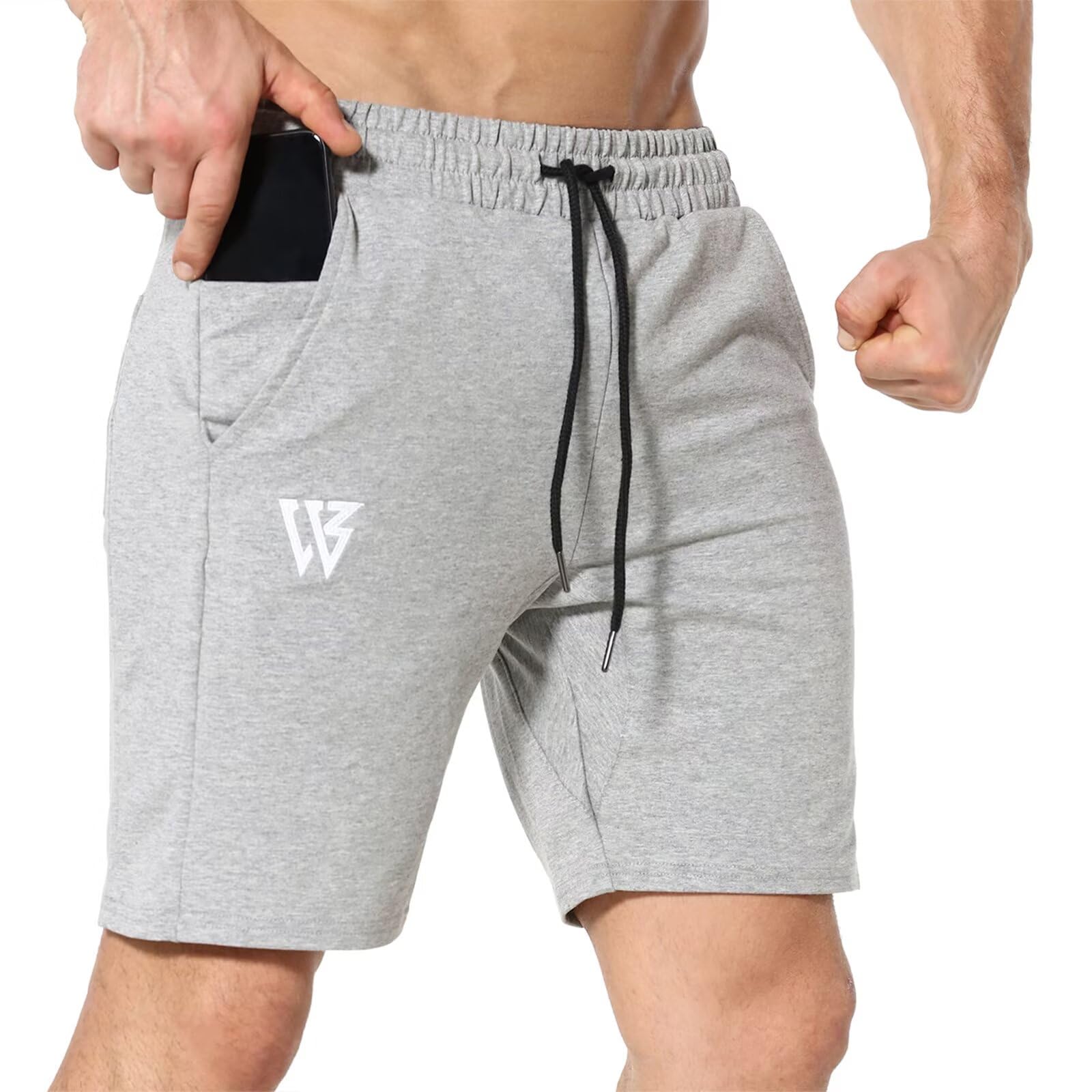 Men's Cotton Gym Shorts - Light Grey XXL-image-a017ebe3-6d3e-4ab4-ac86-7e44e1dc9dde-113379
