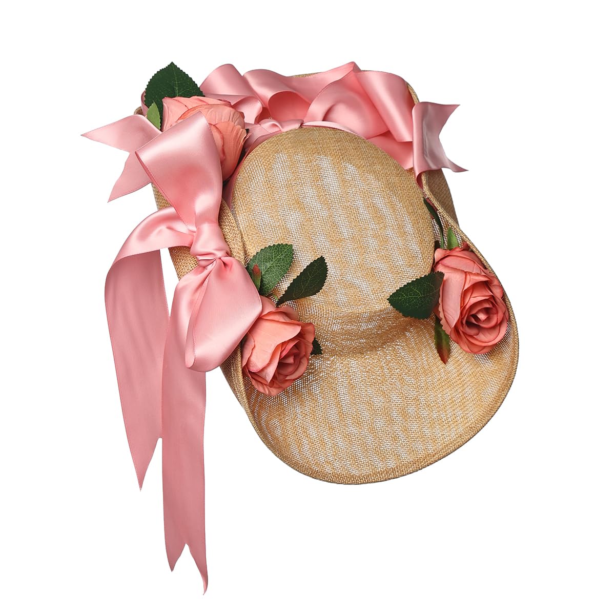 Victorian Flower Straw Hat - Yellow One Size-image-405e8b44-d1d6-4ed6-a2f1-bf6044680002-119266