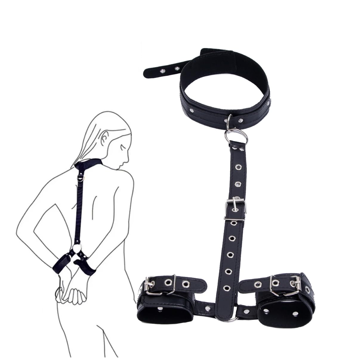 CIFGAKS BDSM Restraints Bondage Collar And Handcusffs Set From Neck To Wr CIFGAKS BDSM Restraints Bondage Collar And Handcusffs Set From Neck To Wr