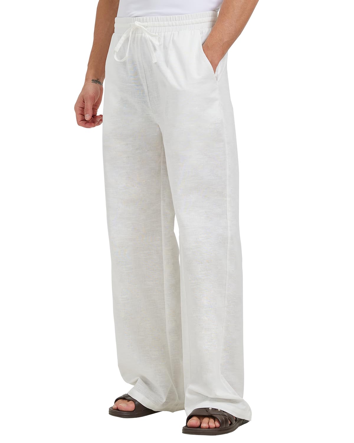 Men's Linen Trousers - White XL Tall-image-dde71ecb-ef90-4976-9c44-0396994f286b-108892
