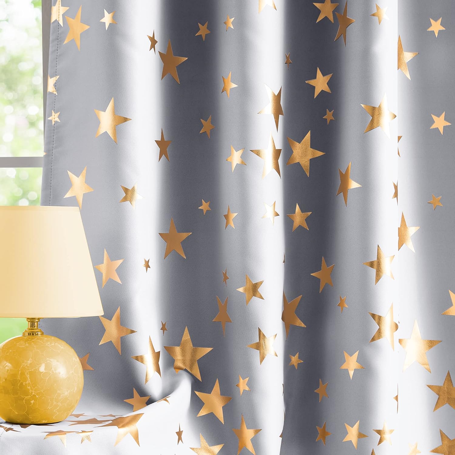 Blackout Eyelet Curtains Thermal Insulated - Star Grey 50x54"