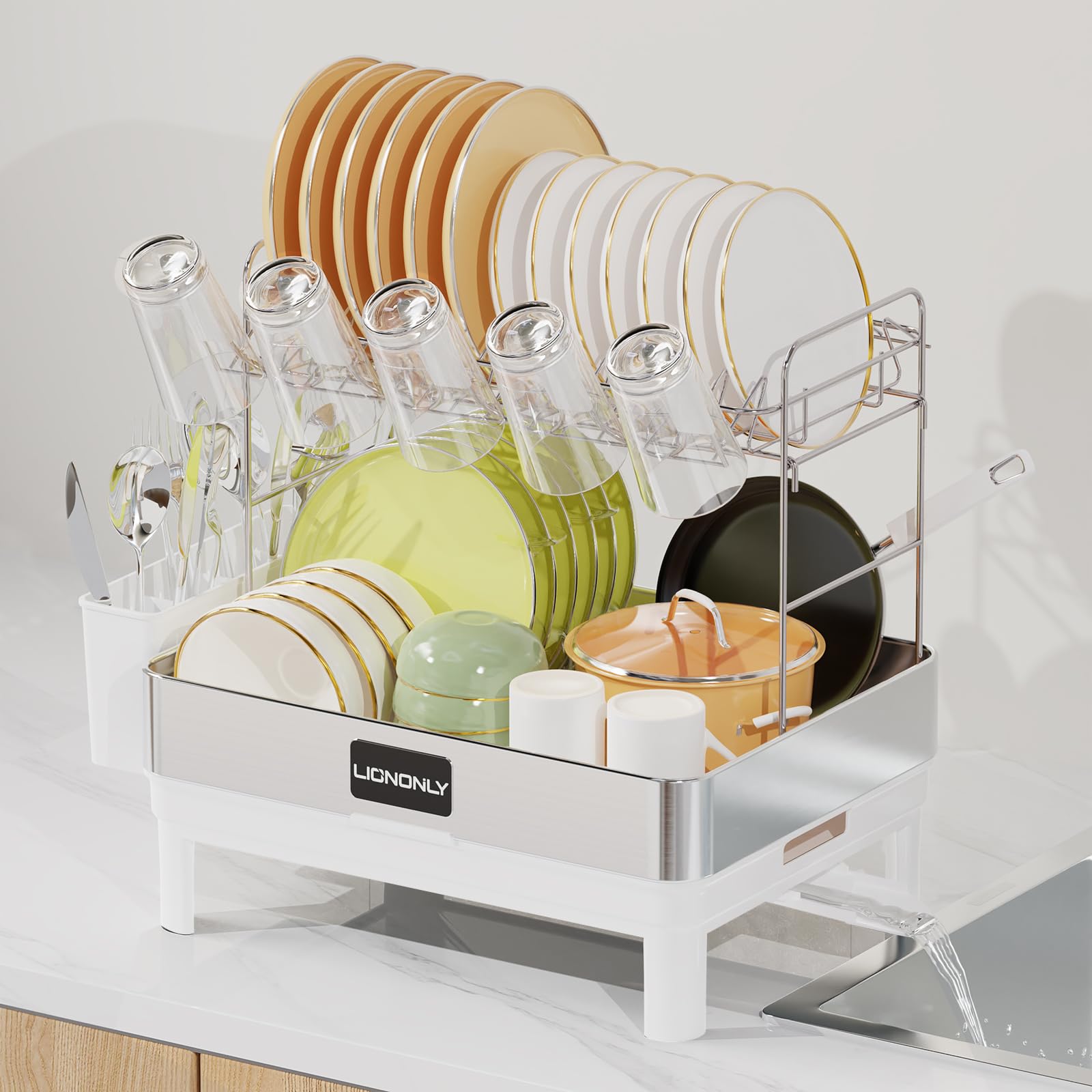 2 Tier Stainless Dish Rack - White 2-Tier 18.9"-image-8a28c928-11a4-40a3-965b-7a46c5bf89c6-121873