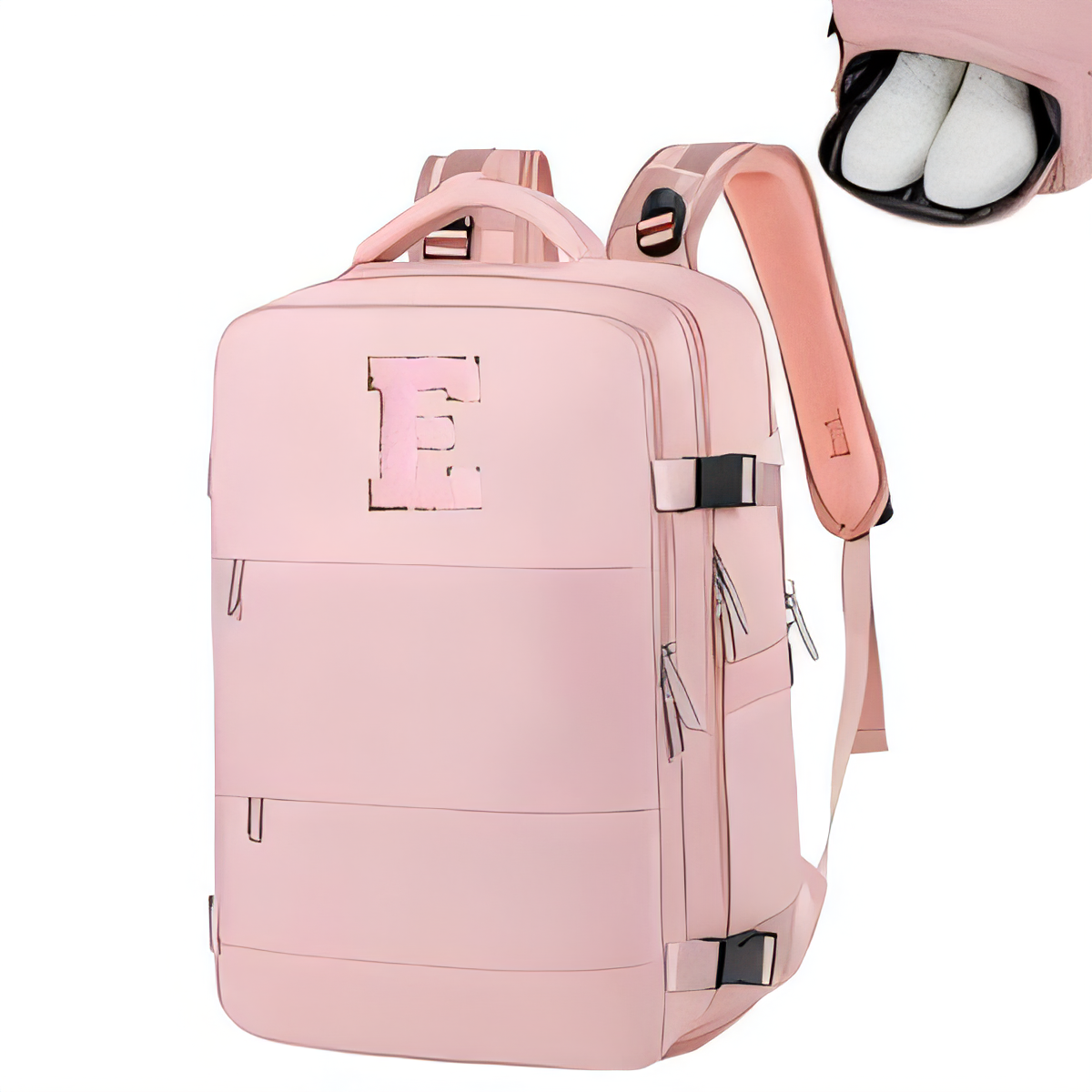 Women's Laptop Backpack - Pink 17.7x11.8in Letter E-image-ba268afb-87ae-49d4-ad1d-ca8016935295-116971