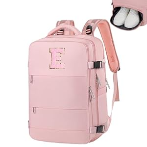 Women's Laptop Backpack - Pink 17.7x11.8in Letter E-image-ba268afb-87ae-49d4-ad1d-ca8016935295-116971