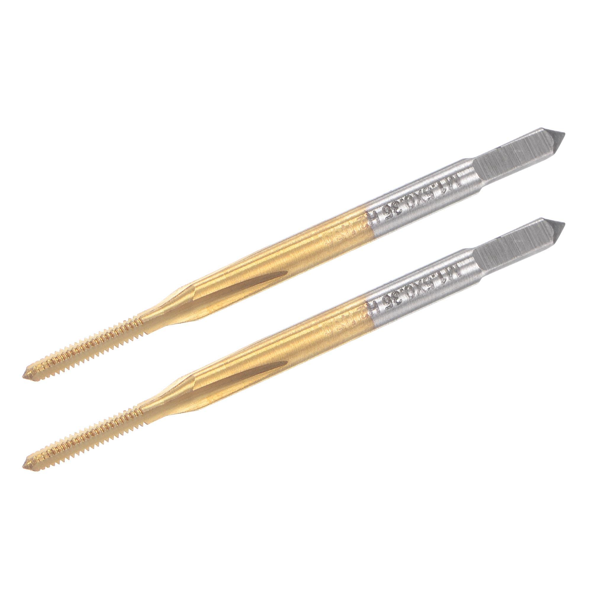 Metric M1.5 x 0.35 Thread Tap, Titanium Coated Cobalt HSS, 3 Flutes, 2pcs - Ideal for Watches & Clocks-image-5356c51a-4dae-435b-8dd5-562b8ff8cac5-62369
