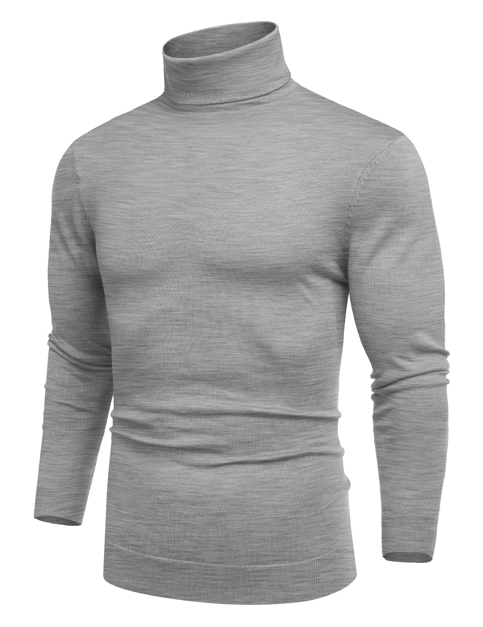 Men's Slim Fit Turtle Neck Jumper - Light Grey XL-image-8cae2d98-85c2-44f6-bafe-deddfc1db710-123478