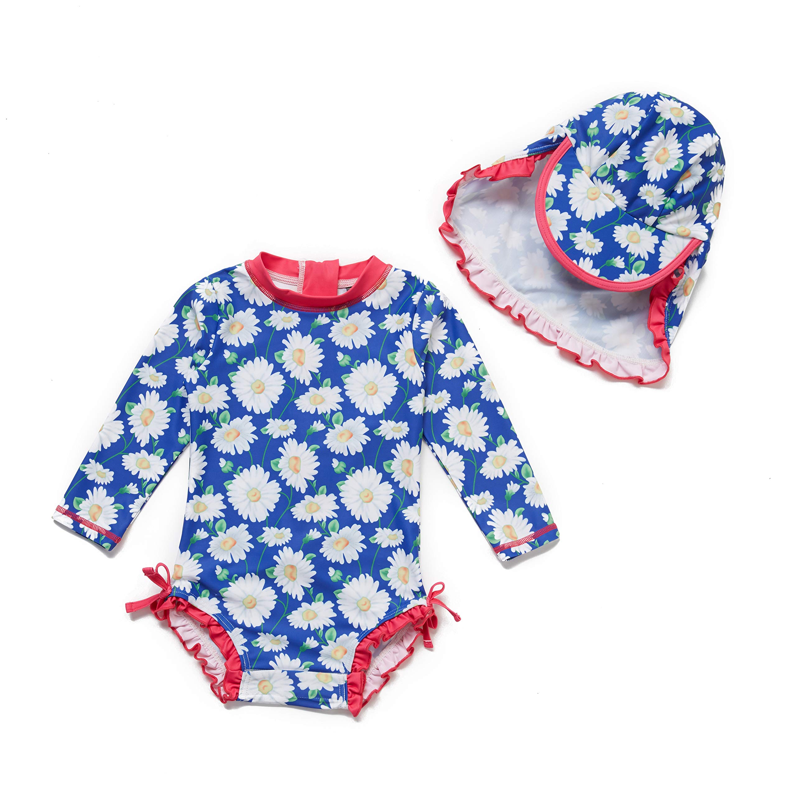 Baby Girls Swimsuit with Sun Cap - Chrysanthemum 12-18M-image-60e5b017-b446-440b-a490-998c33cc2caf-86825