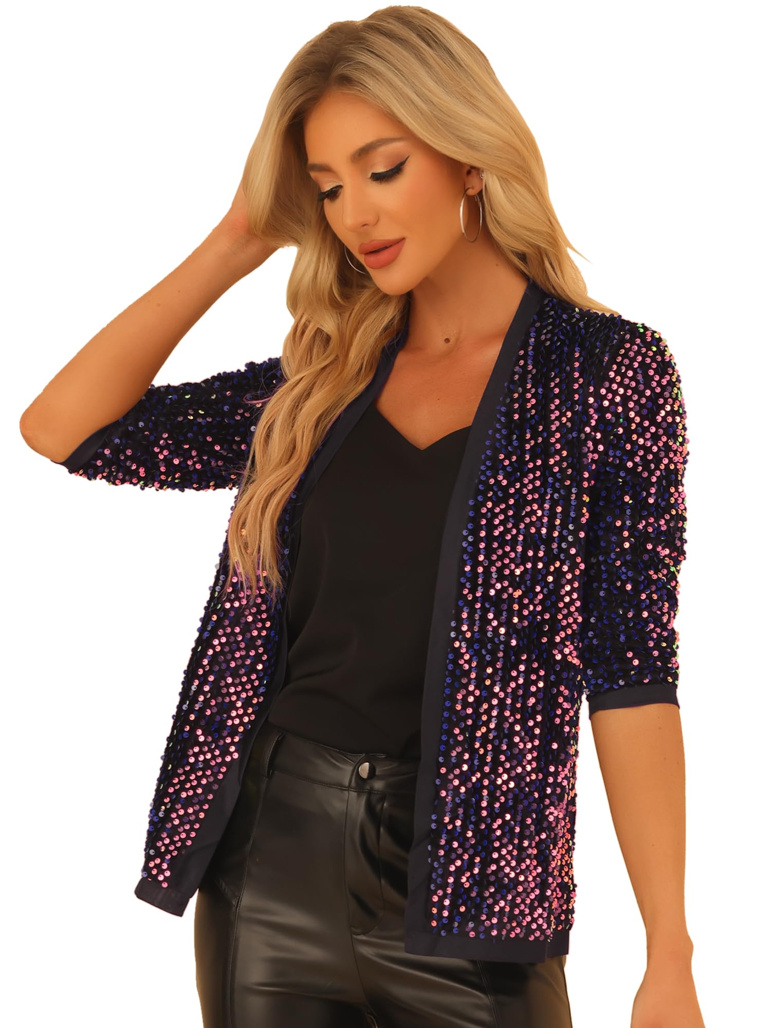 Women's Sequin Velvet Cardigan - Blue Purple M-image-4980f0fa-ebad-4384-9395-cc143cdc5243-114151