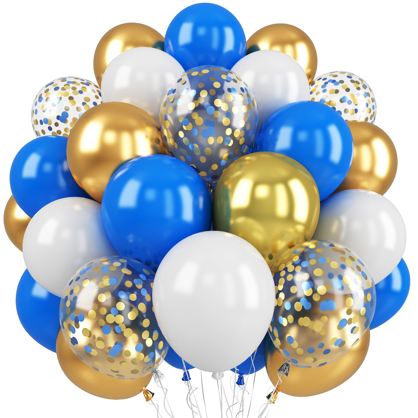 Blue & Gold Balloons Set - 12 Inch 60pcs