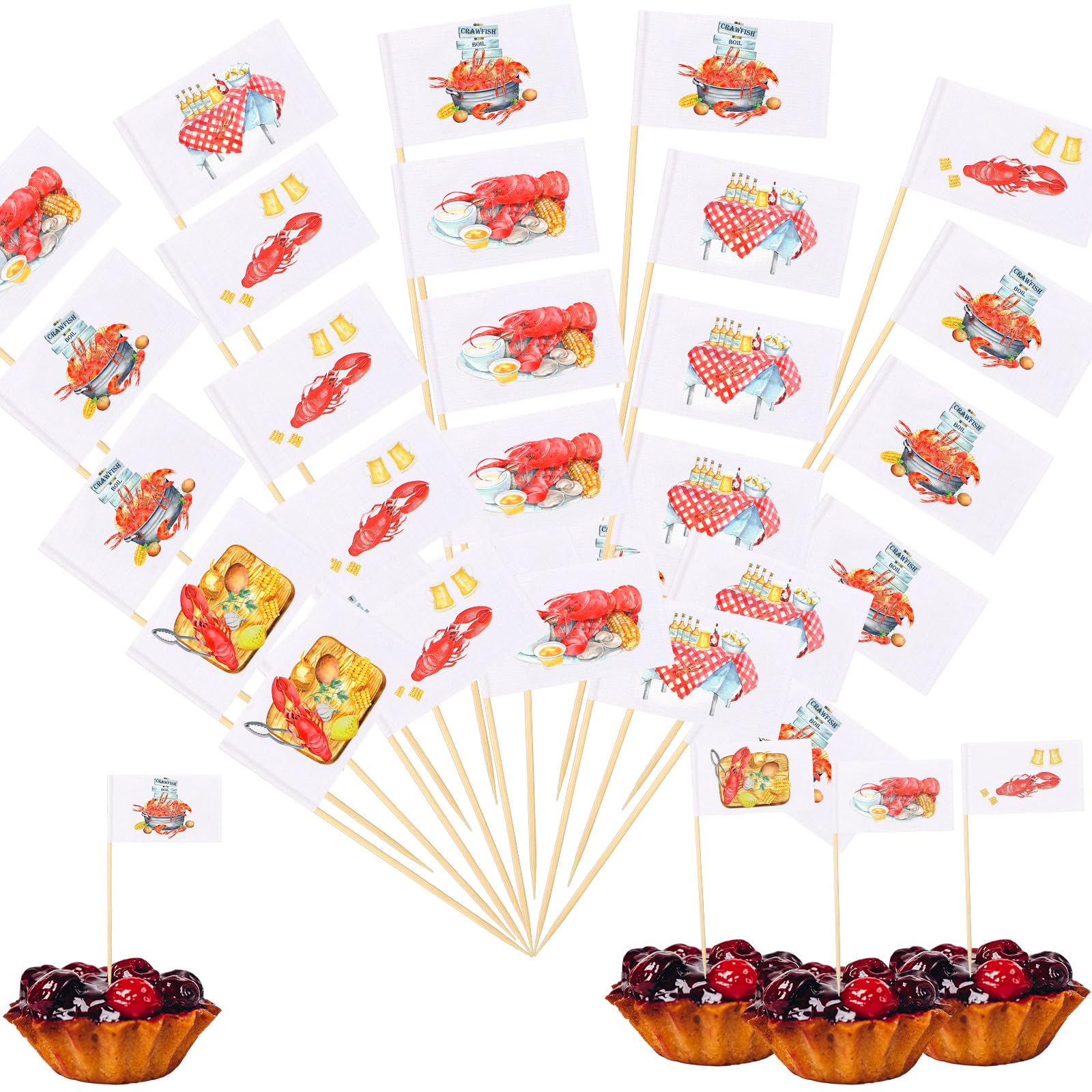 Crawfish Party Toothpick Flags - As the Picture Shown 4 inch-image-d46815f2-96ac-4451-a088-2966e4cc31e9-115714