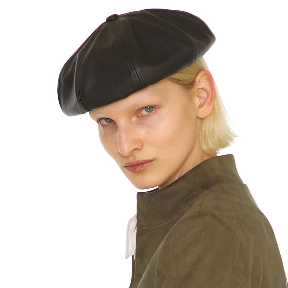 Unisex Faux Leather Beret Adjustable - Leather Black One Size-image-20acfccf-3759-4c2d-9d76-1e09784fb98c-111267
