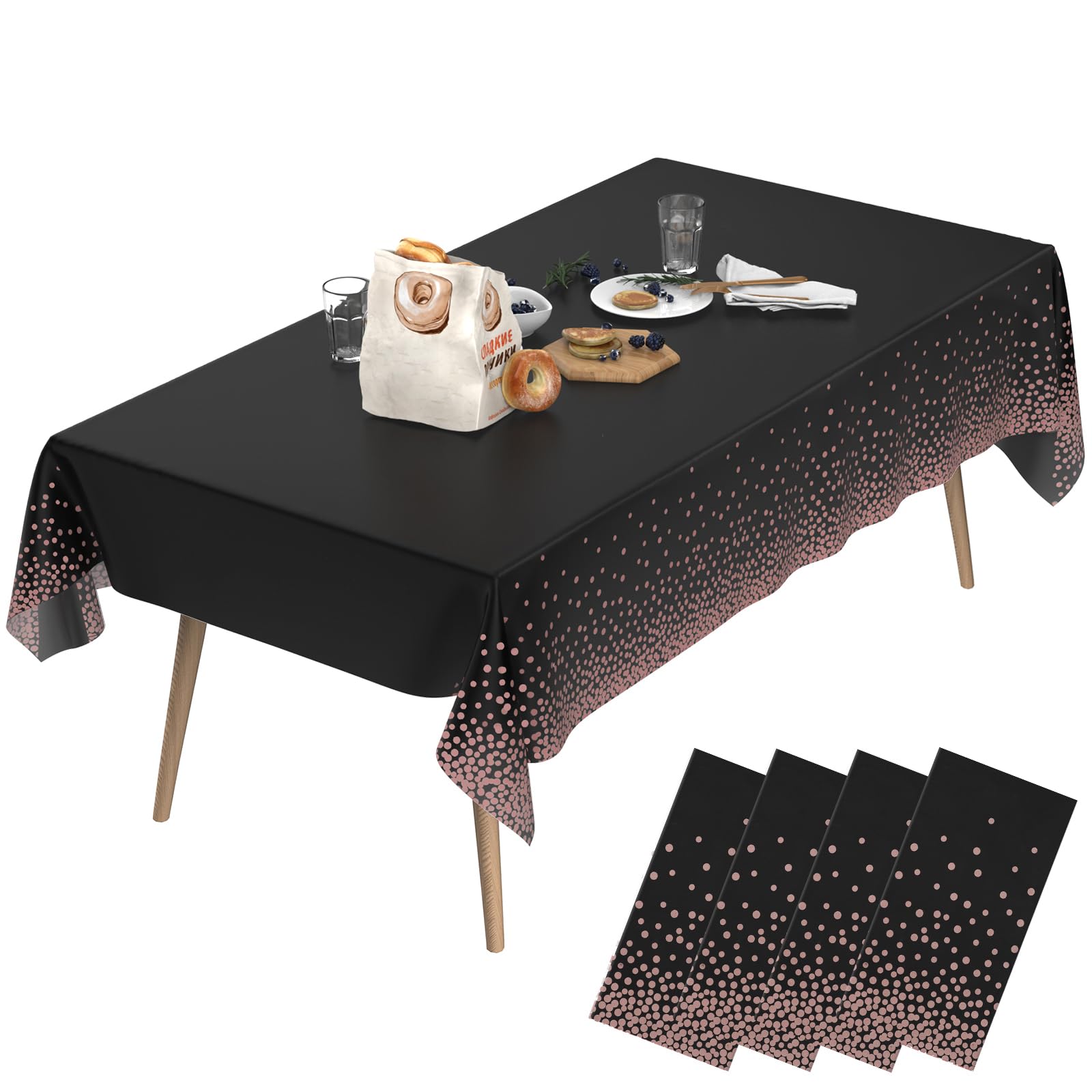 WenYa Pack Disposable Party Table Cloth, and 4 Black Pink 54" x 108"-image-4d222f50-c474-476d-8226-8ce4af71c937-54411