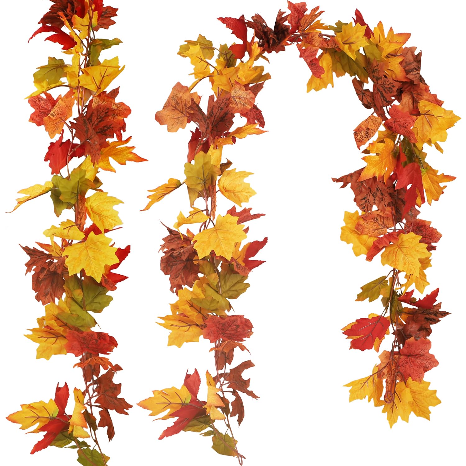 Realistic Fall Maple Leaf Garland - 2 Pack, 177cm, Autumn Decor for Home & Garden-image-95bcb66d-4c30-41f9-beee-c826d227e30e-43876