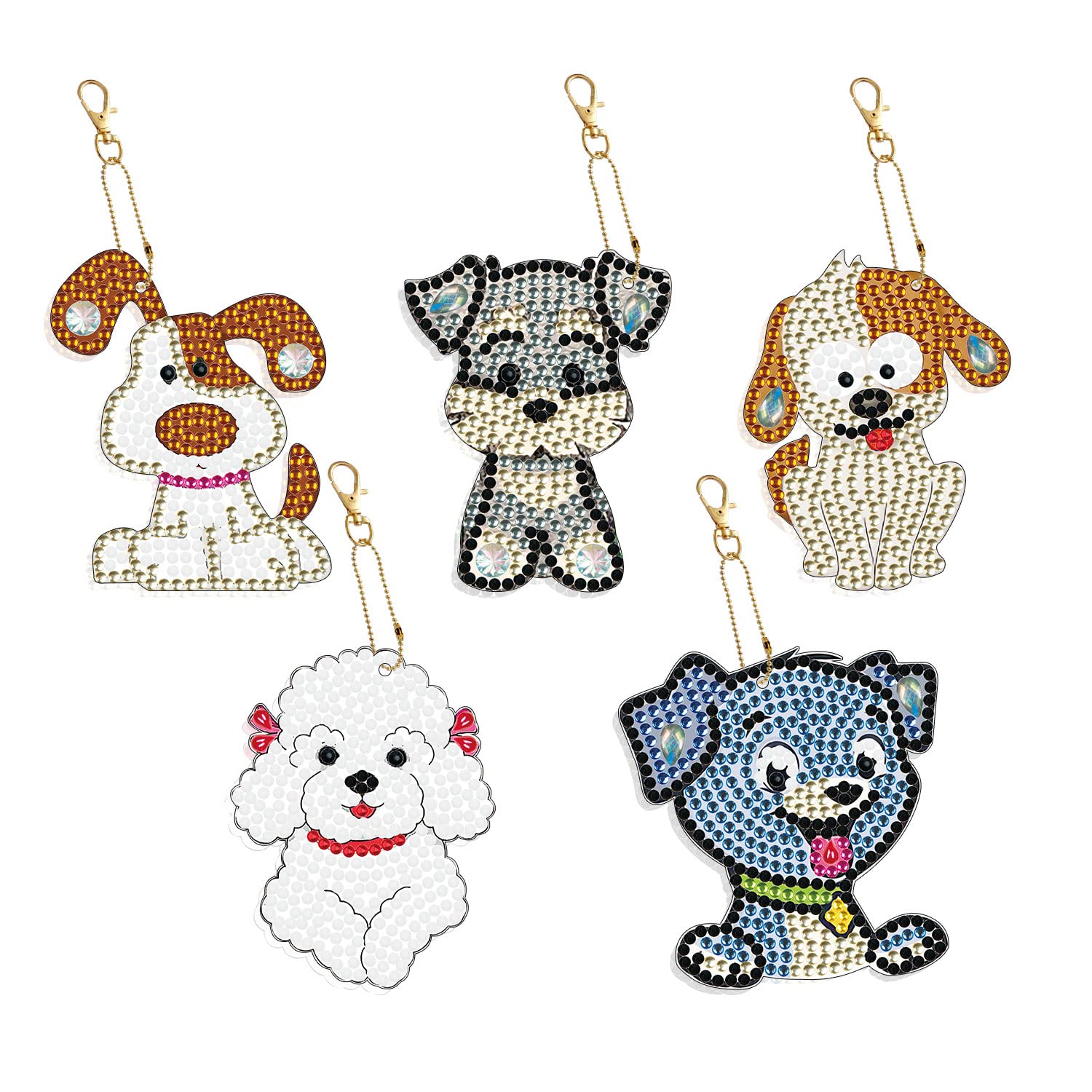 Pack of 5 Diamond Painting Keyrings - Anime Dogs Keychain Set for Adults & Kids Craft-image-93fd7466-1508-40be-9199-ffbcb27e52d6-57114