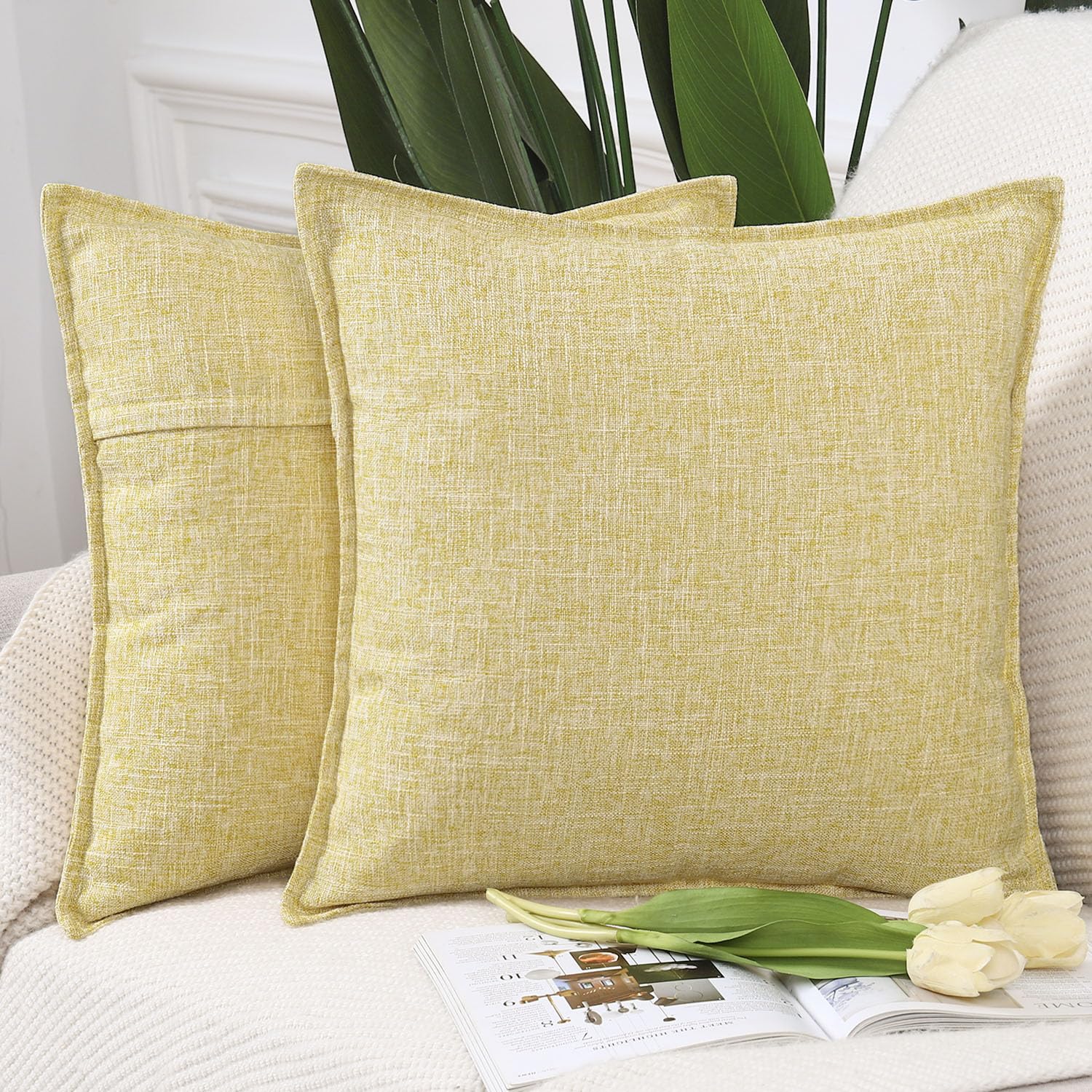 Set of 2 Cushion Covers - Light Yellow 60x60 cm-image-dd6a4e9d-808f-457b-9267-2d3945a43548-121944