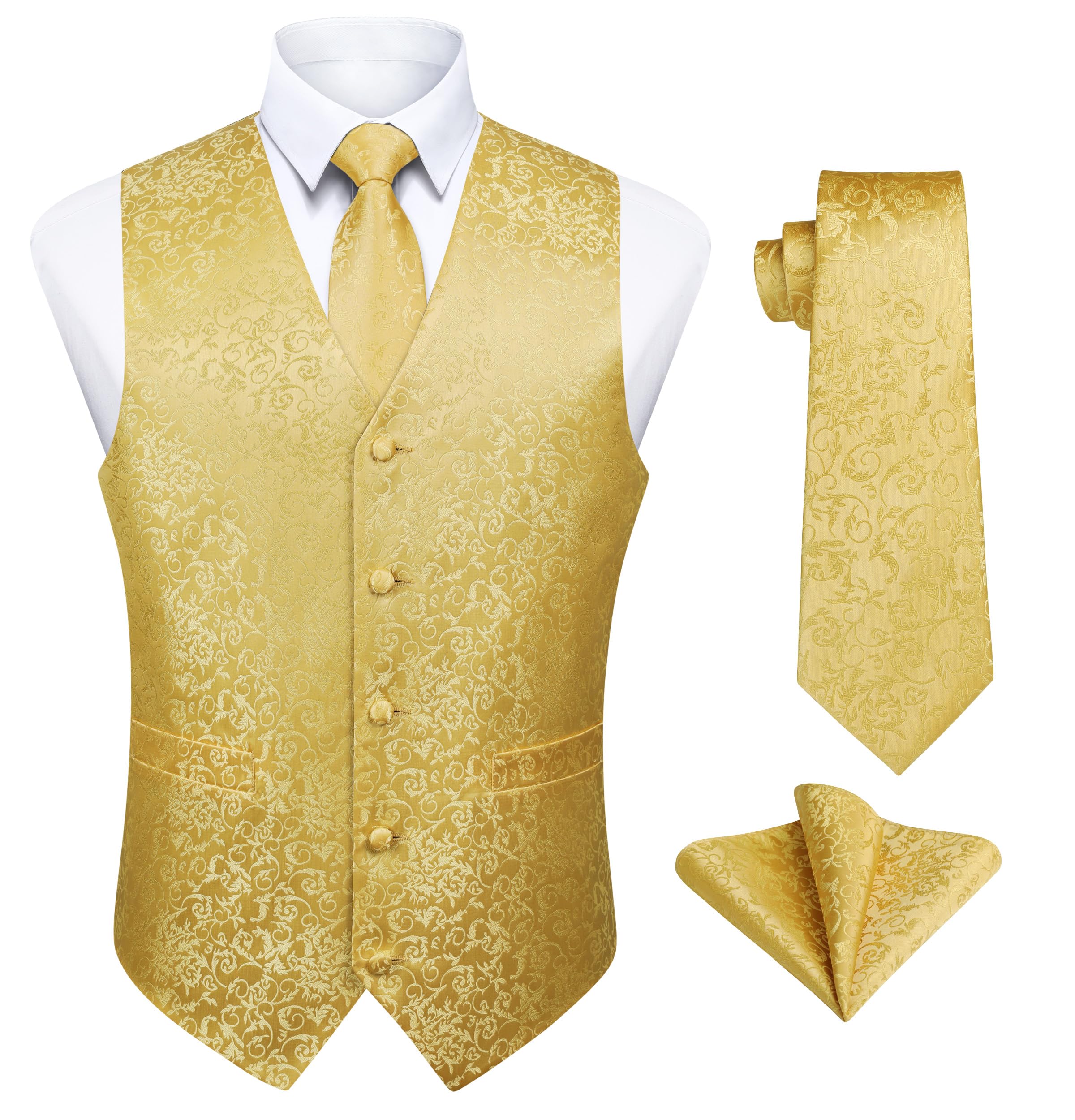 Men's Paisley Waistcoat Set - Yellow 4XL-image-94c79057-8810-4ca3-b36c-4df8ff2d218c-108919