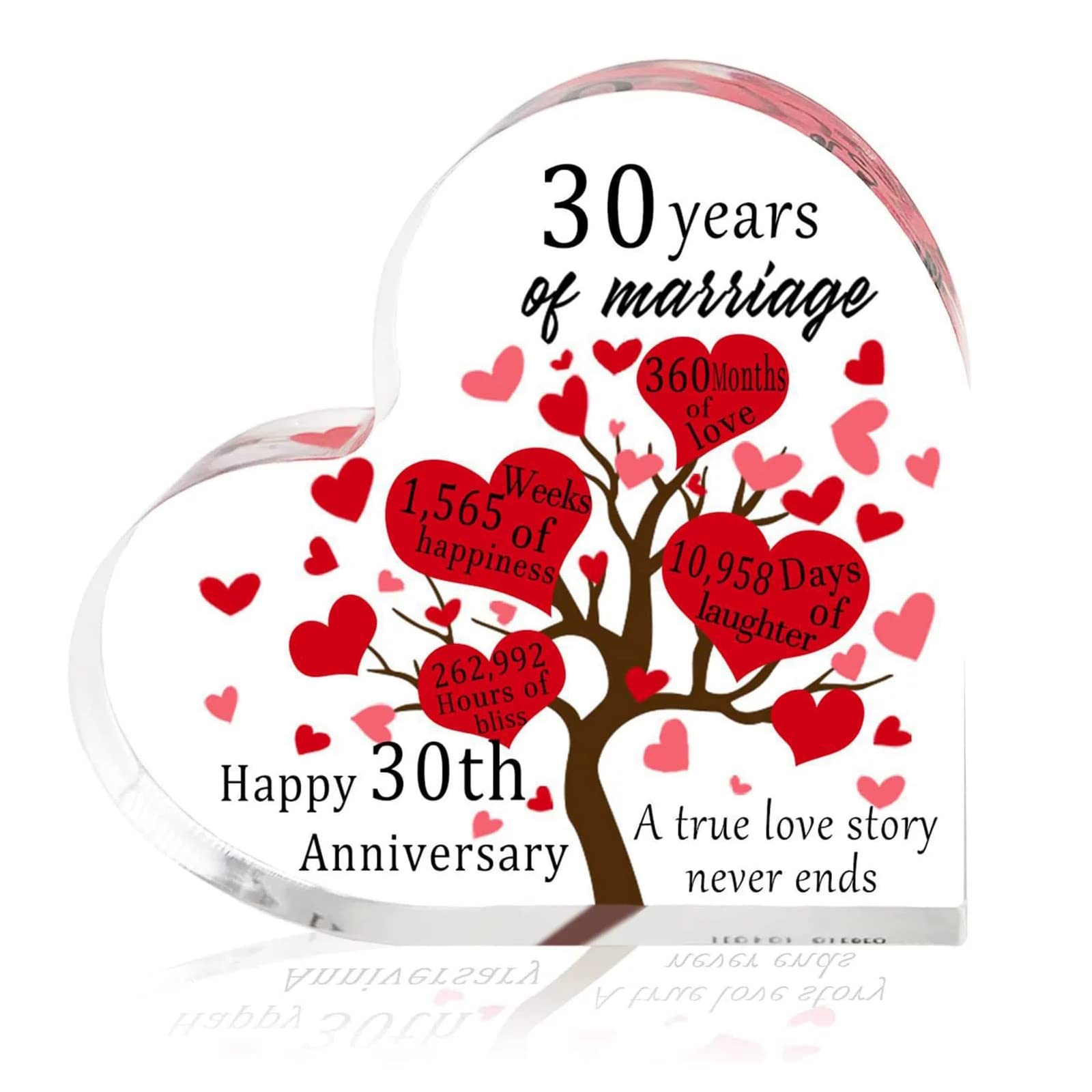 30th Wedding Anniversary Heart Acrylic Keepsake Gift for Couples - Elegant Home Décor-image-979e6ba0-ff3d-48bf-99c4-2237b36a2c4d-70606