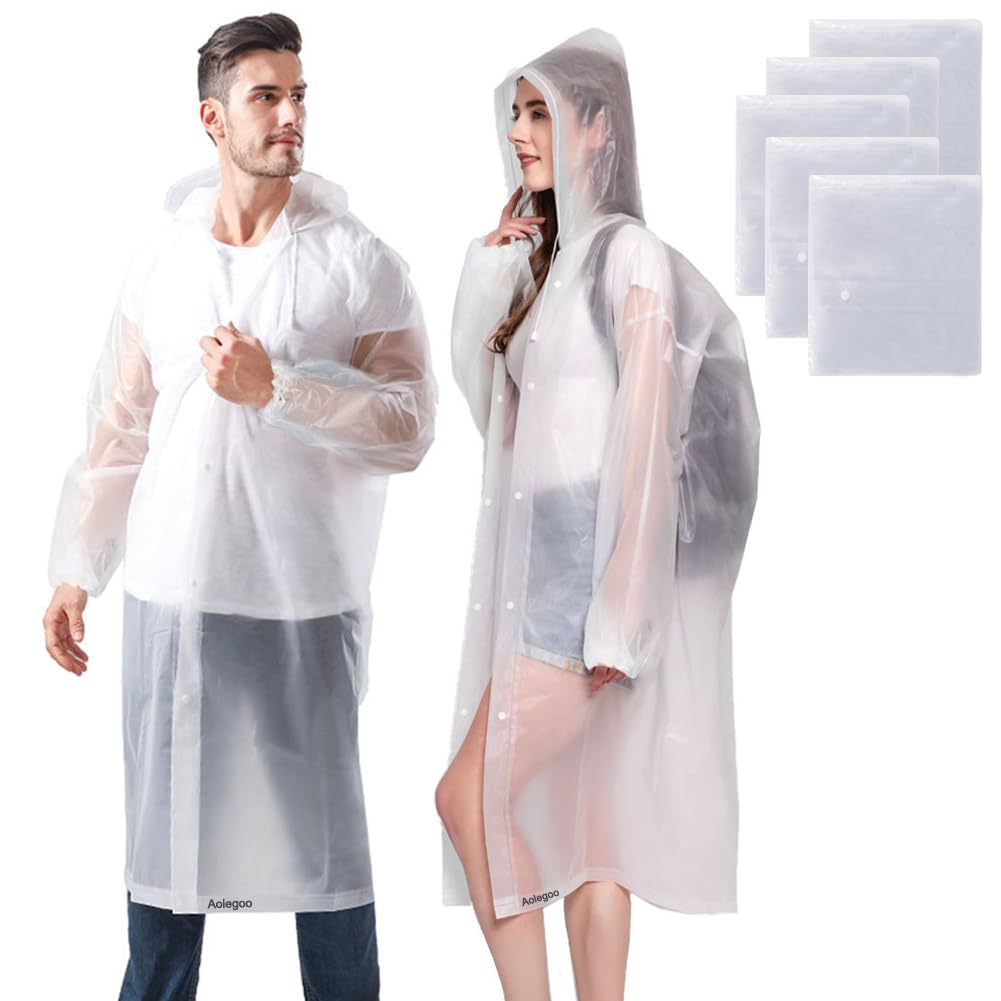 Reusable Rain Ponchos Pack of 5 - White L-image-2aeb0dee-5b28-47cd-8067-544fd7d3bd60-101943