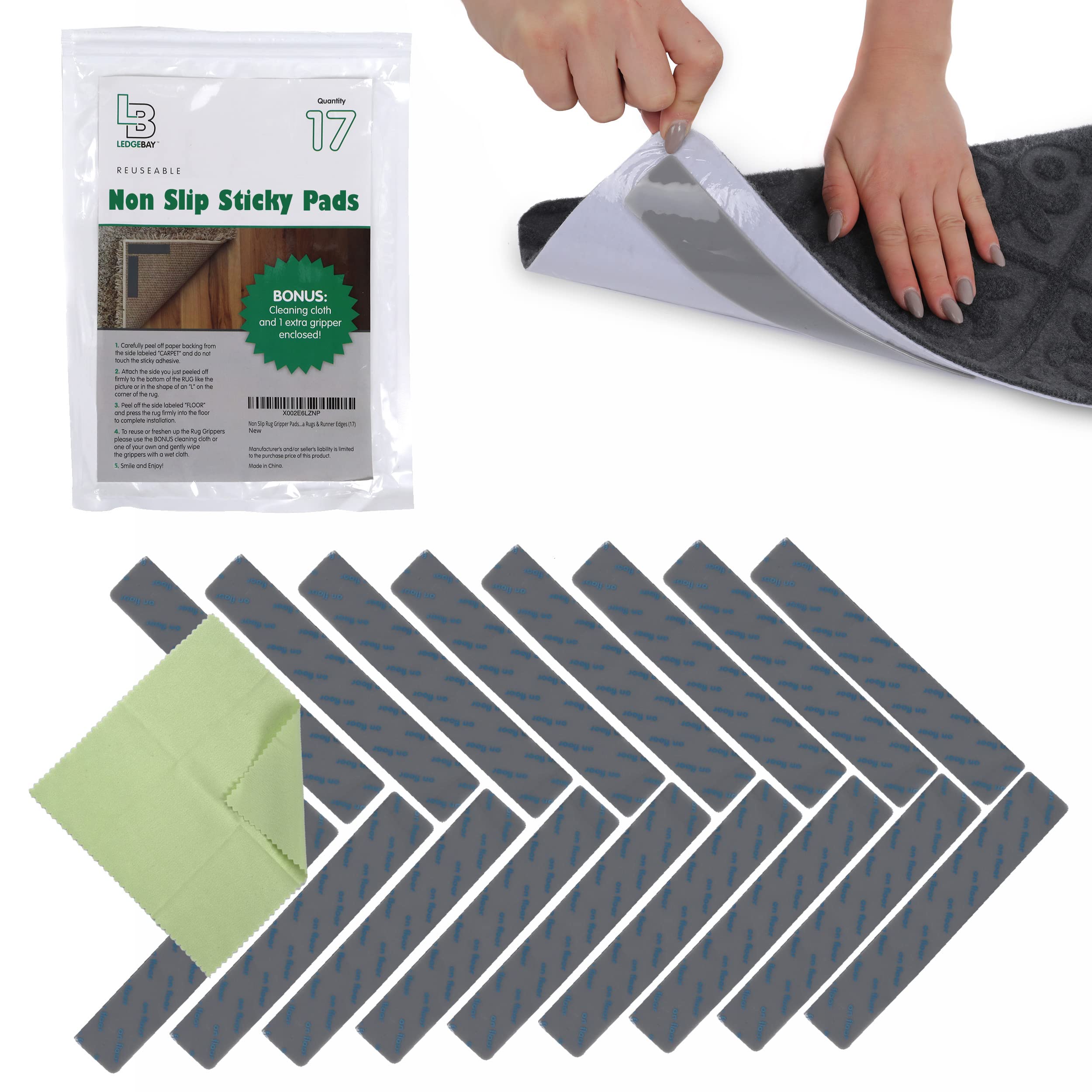 Rug Pad Grippers for Area Rugs - 17 Pack, Reusable, Anti-Slip, No Skid for Hardwood & Tile Floors-image-41dd336b-9d16-4447-b1da-271197287bf5-67833