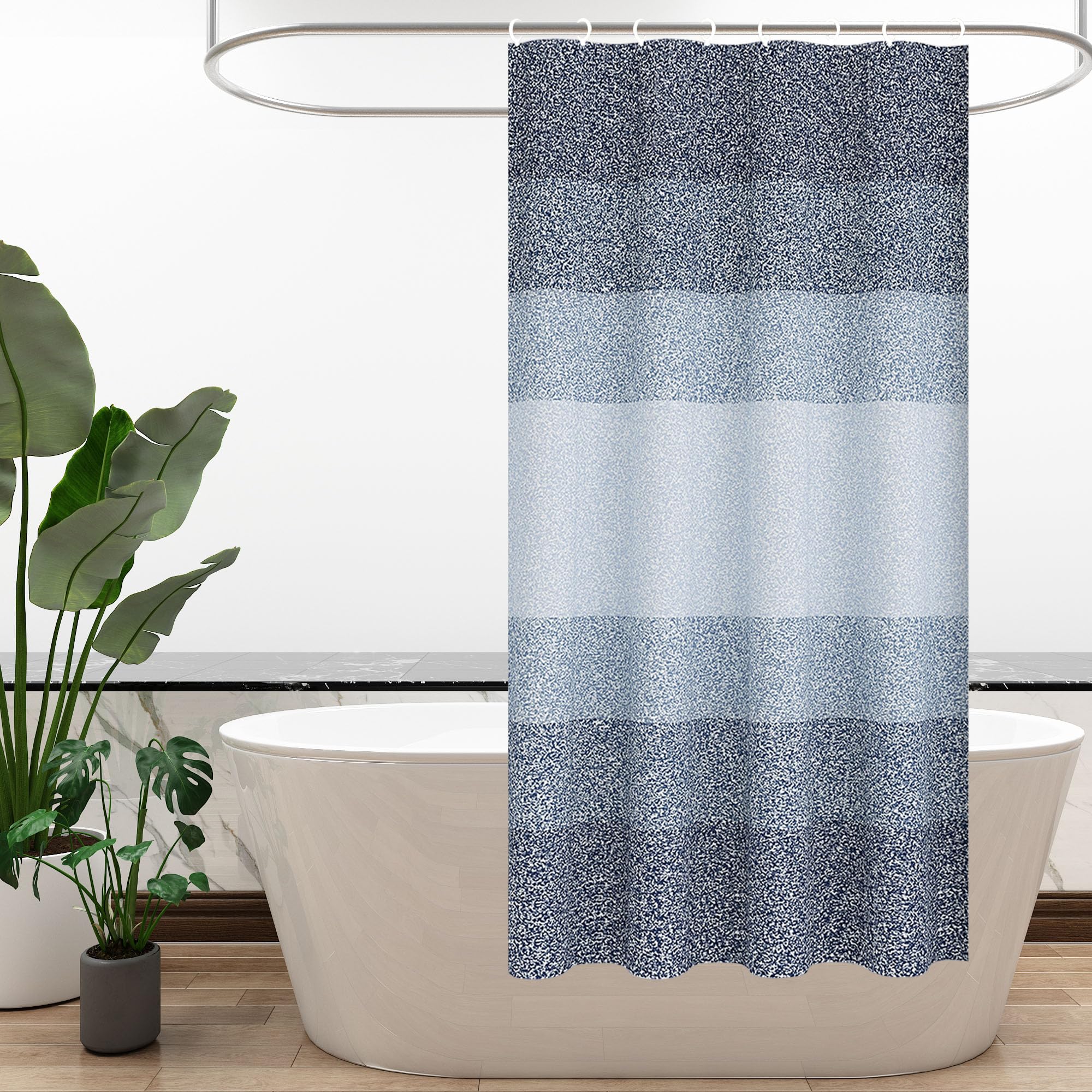 Waterproof Waffle Shower Curtain 92x183cm, Mould Resistant, Easy Dry with 12 Hooks - Blue-image-f228abad-eb79-45dc-a53d-0484c32a832c-65719