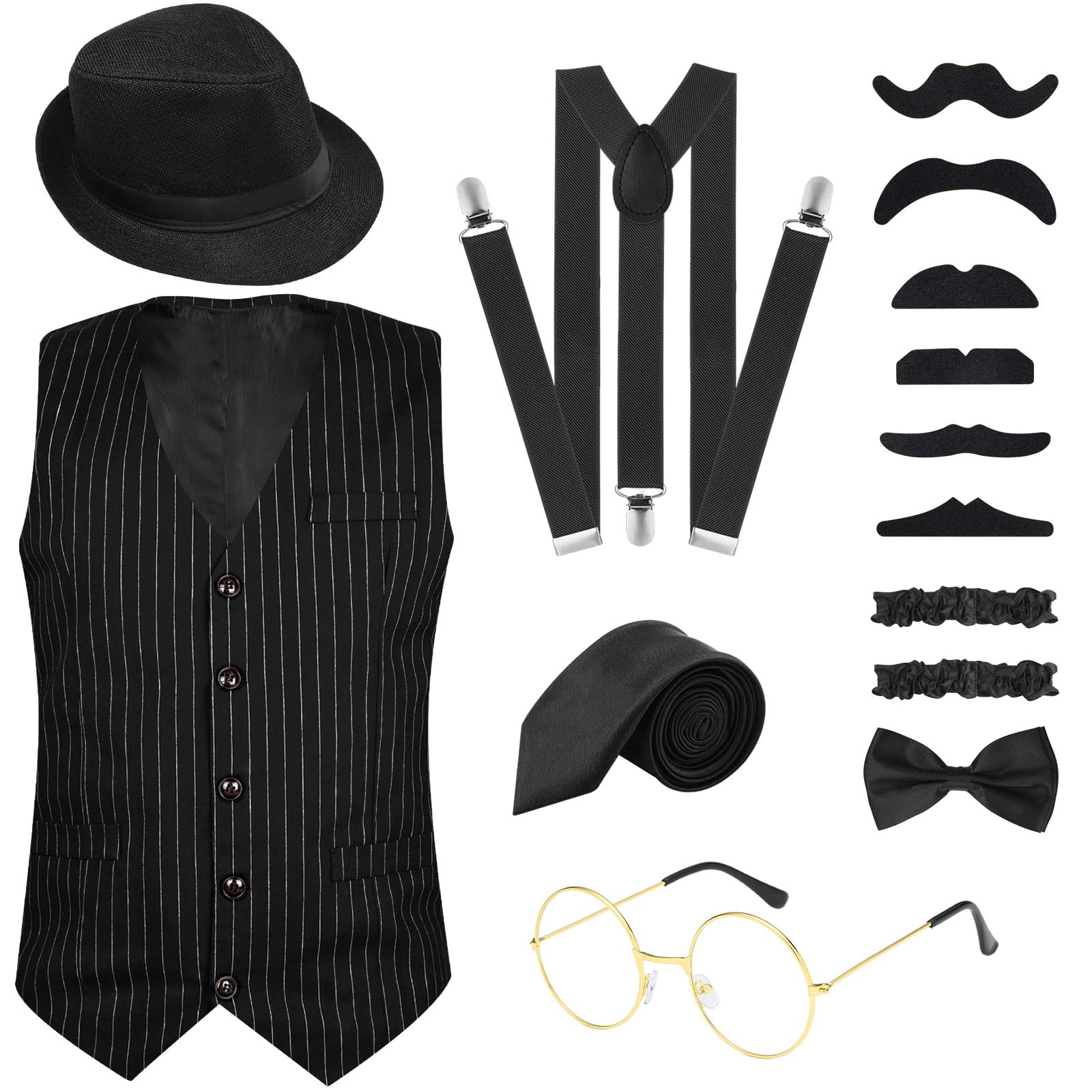 Men's 1920s Gatsby Costume 16-Piece Set - Wine Red M-image-a408be2b-3196-4e58-9c19-7f28ff673e56-113531