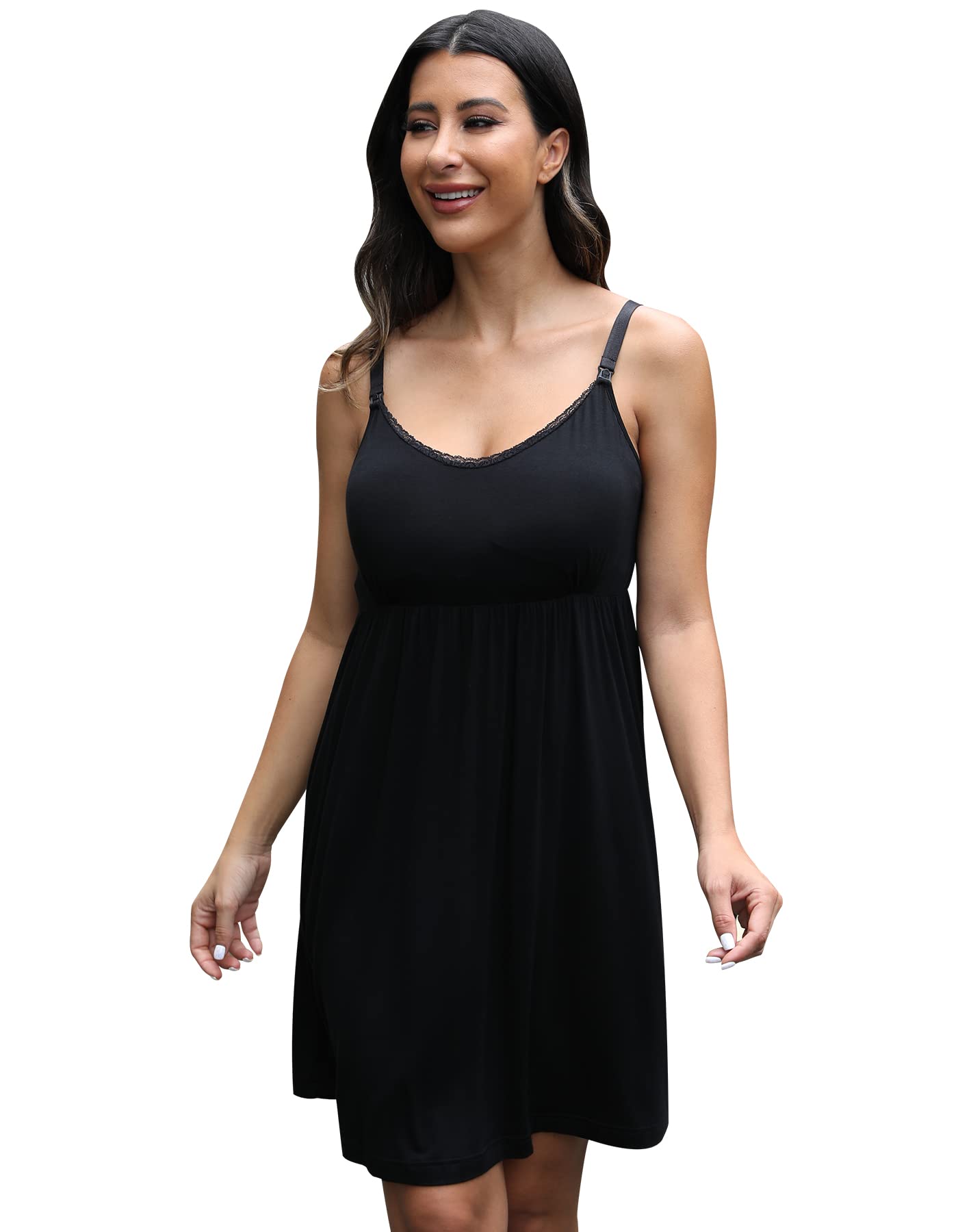 Maternity Nursing Nightdress - Black M-image-4b8ac277-aa0b-48b6-9656-626274378f75-115040