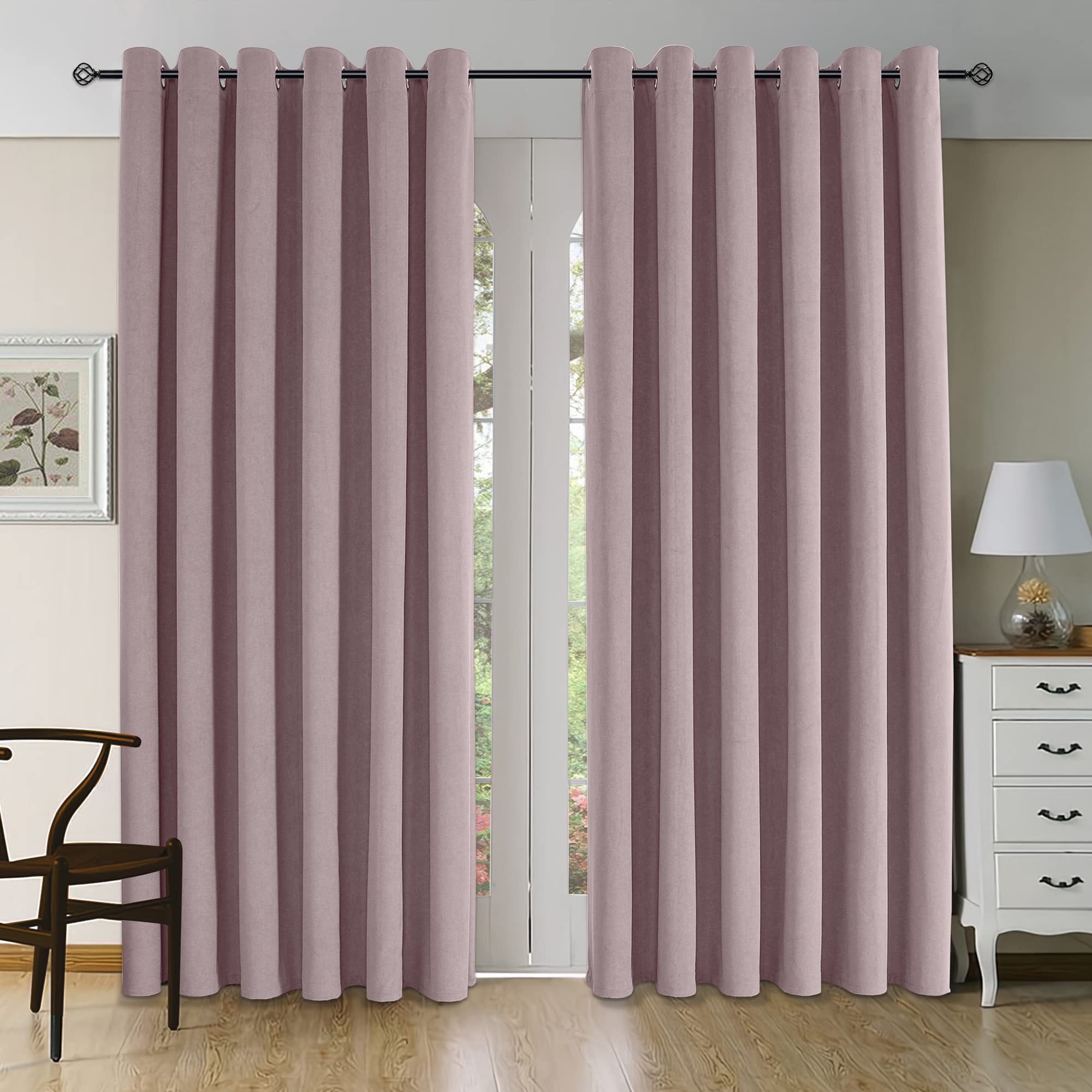 Velvet Blackout Curtains 2 Panels - Pale Pink W 90" x L 90"-image-a6636801-c76c-44fb-86b9-c0f14ef356bb-94435