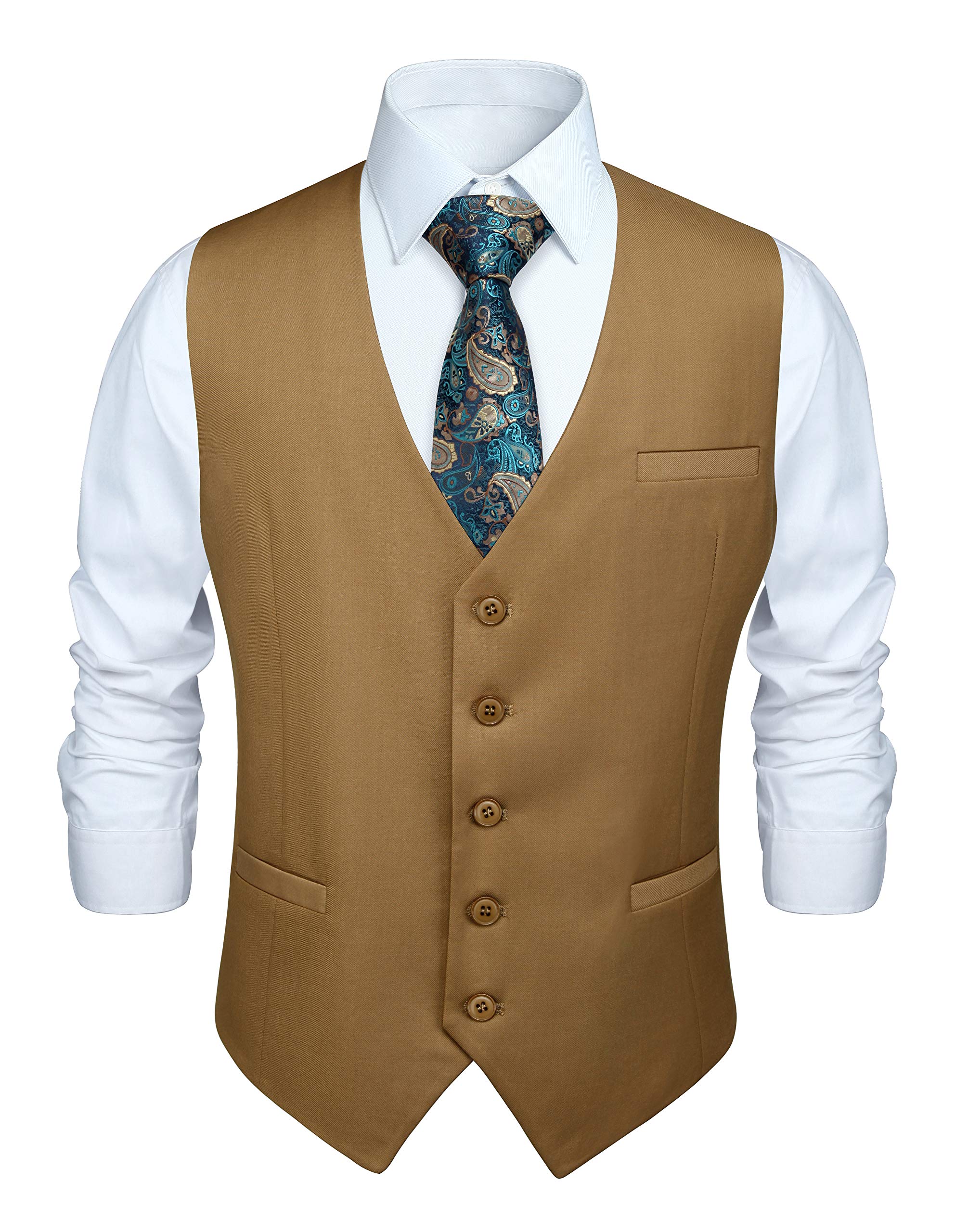 Men's Formal Suit Waistcoat - Khaki S