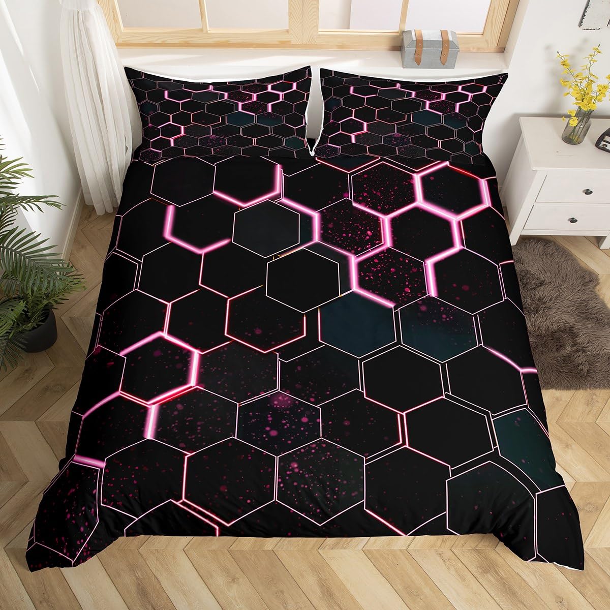Honeycomb Duvet Cover Set - Multi 24 Single-image-90ff59e8-bb02-43fb-b0f7-8fc14f568d38-113553