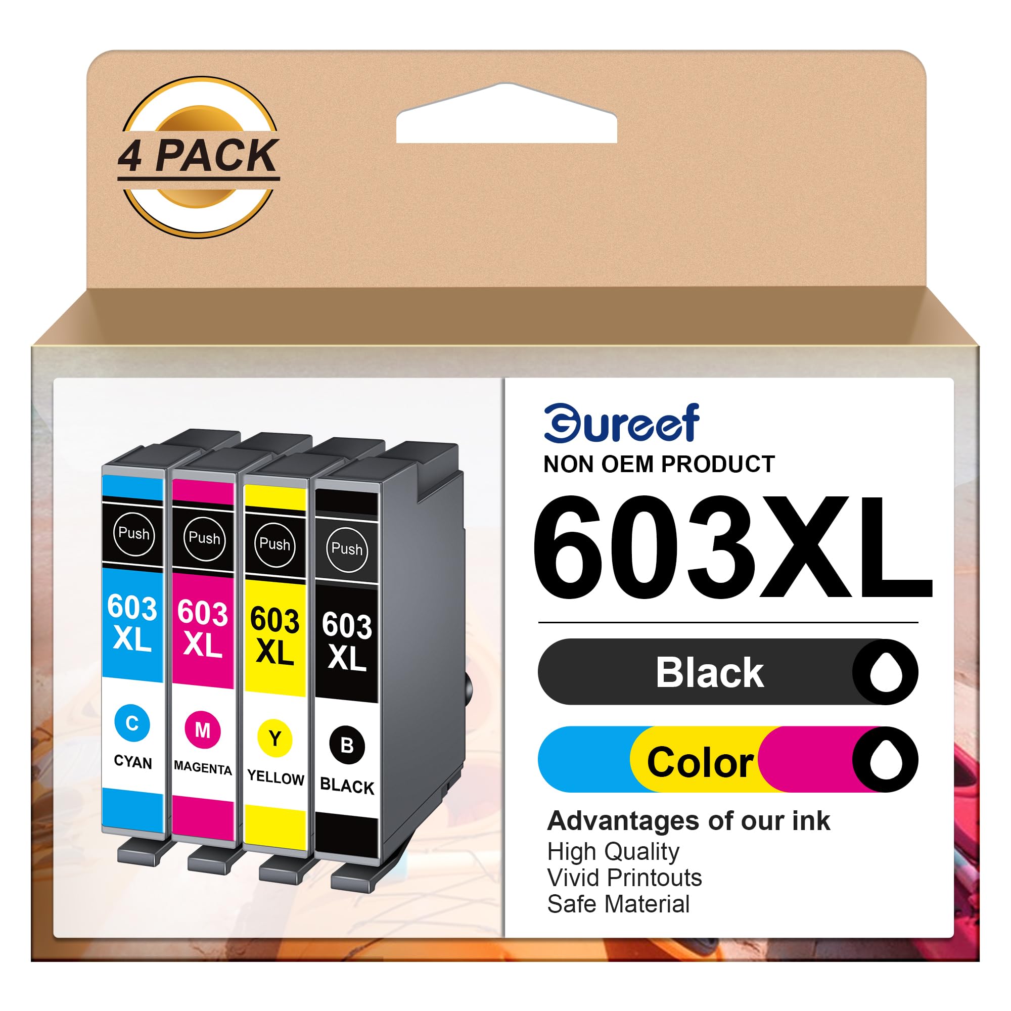 High-Yield Gureef 603XL Ink Cartridges for Epson Printers (B/C/M/Y, 4-Pack)-image-c00d1b9b-8918-489a-919c-5bfb986292e3-56459