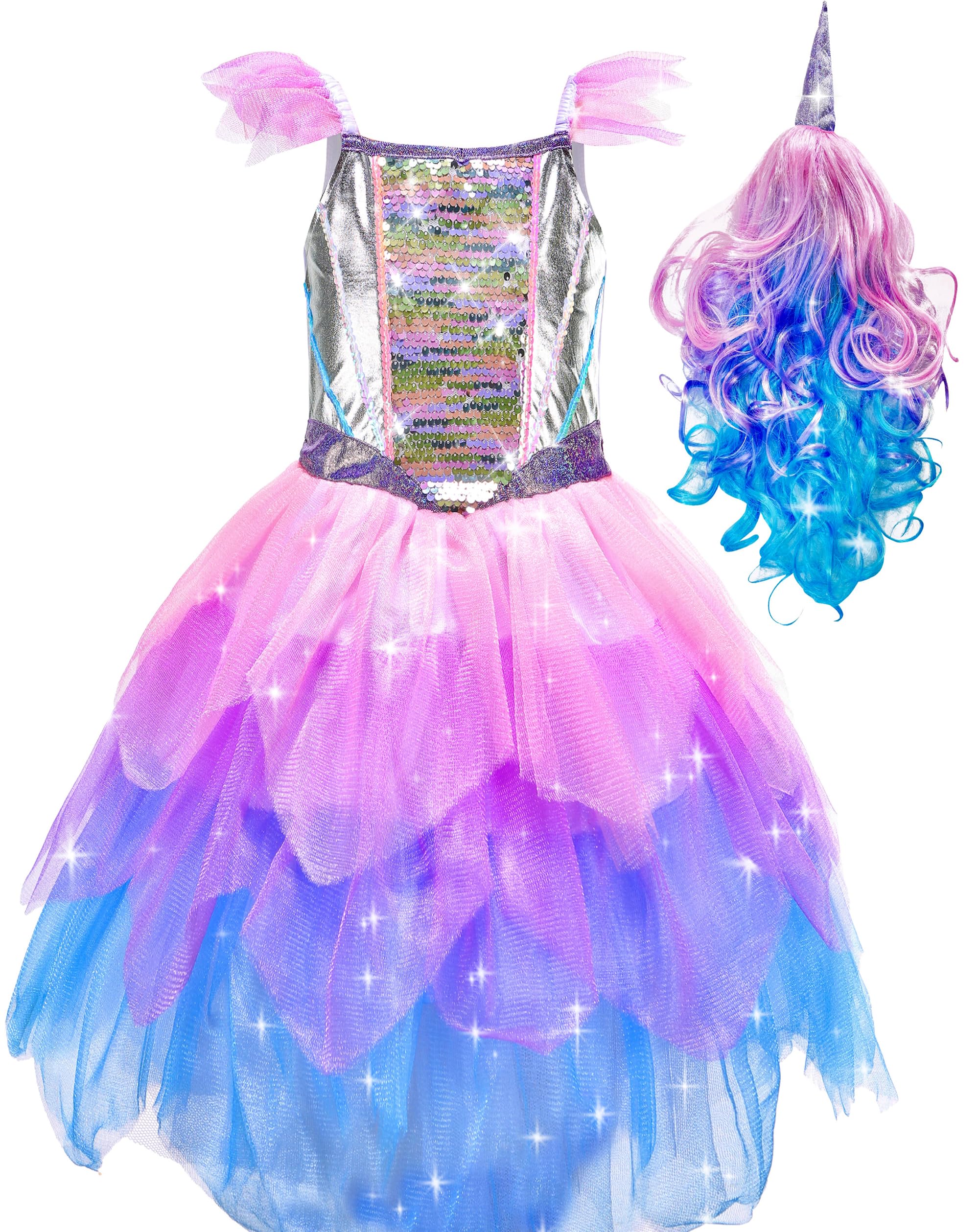 IKALI Girls Unicorn Costume, Kids Fancy Dress Up with Wig, 8-10Y-image-9ac1ba57-563f-4253-ba96-0c7a3cd814d1-38343