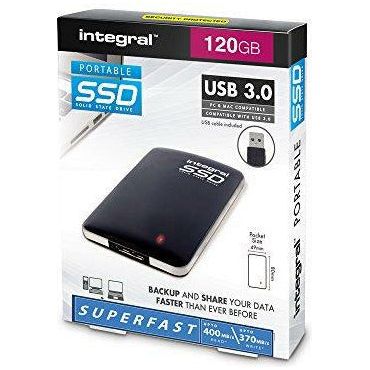 Integral 120GB Portable SSD Drive USB External SSD Black