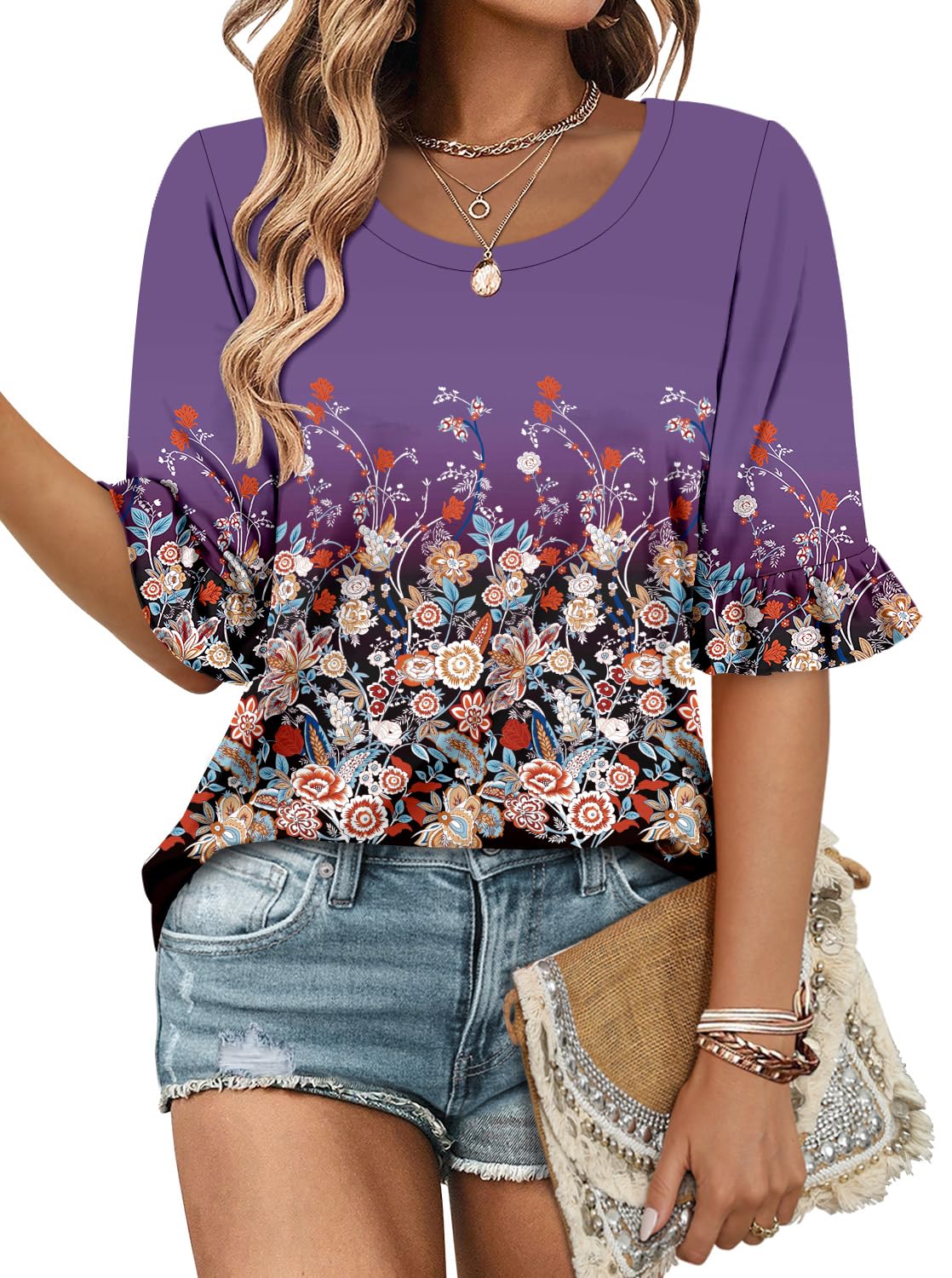 Women's Tunic Top 3/4 Sleeve - Purple 16-18-image-fc87232f-a488-465d-9c8b-694b72c9165f-109404
